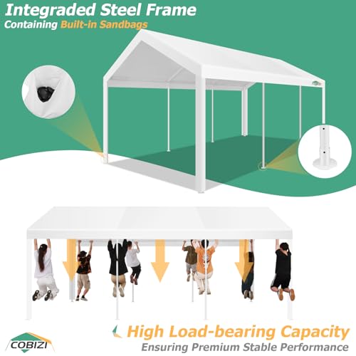 COBIZI 20x40 Party Tent Heavy Duty, Galvanized Wedding Tent, Event Shelter for Parties, Outdoor with Removable Sidewall & Built-in Sandbag, Carpas para Fiestas, Large Canopy, Waterproof, White