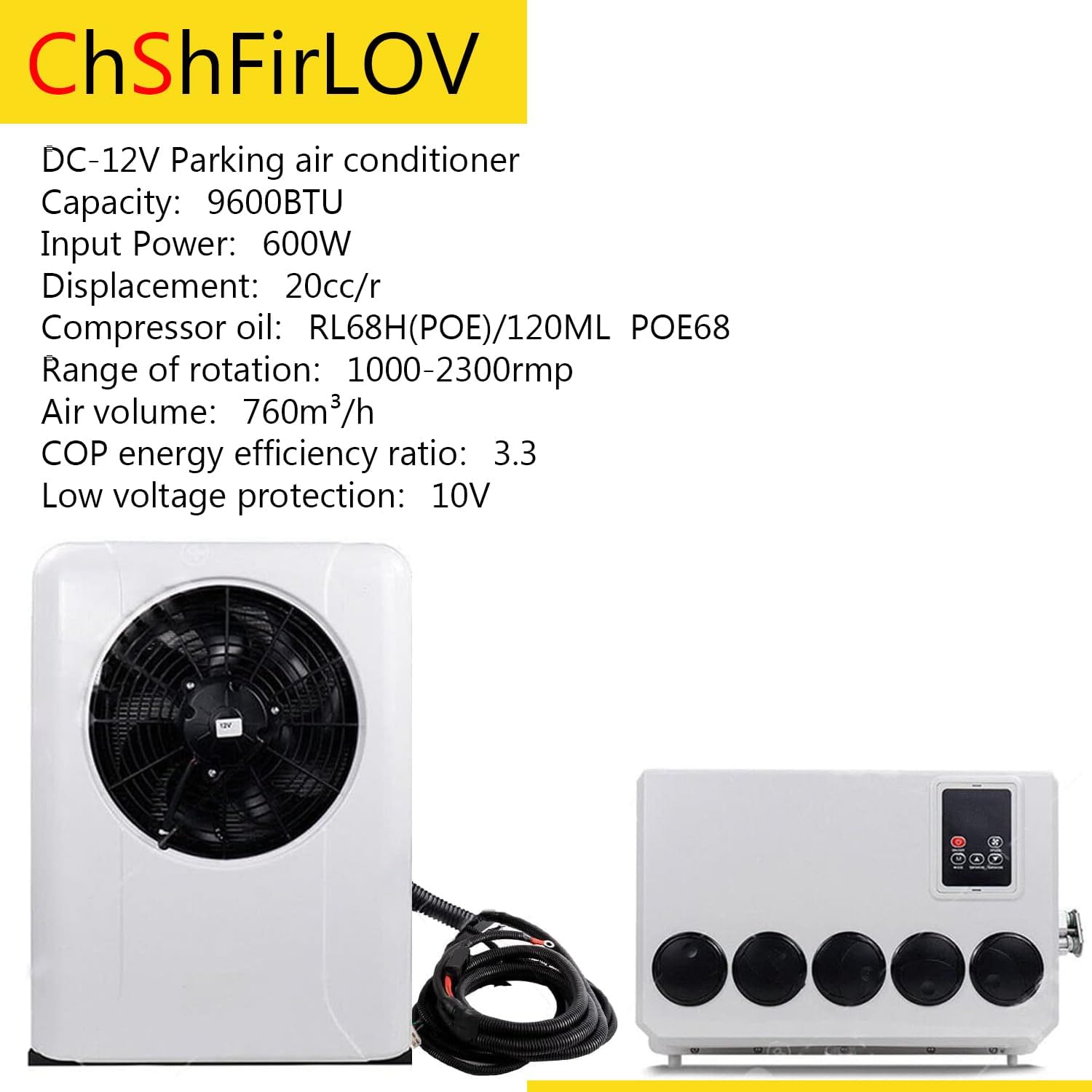 Low Noise Split 12V DC 800W Truck Parking Air Conditioner For Cab Truck Bus RV Caravan Semi-Truck Trailer Camper Pickup Motorhome Fast Cooling High Efficiency more energy-saving 10000 BTU