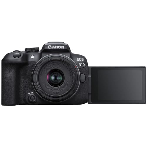 Canon EOS R10 Mirrorless Camera with RF-S 18-45mm f/4.5-6.3 is STM Lens + Dual Wireles Microphones + 64 GB Memory + Extra Battery + LED Light + More (Content Creator Bundle) (Renewed)