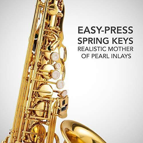 LyxJam Alto Saxophone E Flat Brass Sax Beginners Kit - Nickel - Alto Horns