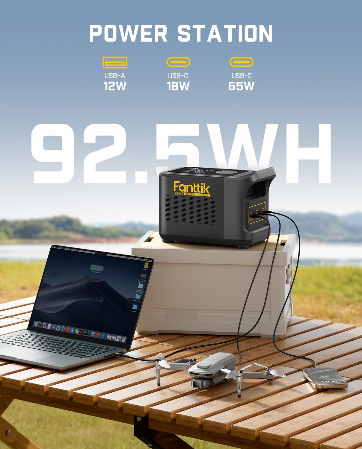 Fanttik X9 Ultra™ Portable Tire Inflator for Pickup Truck, RV | 3-in-1 Air Pump, Power Station, Flashlight | 6× Faster Inflator with Digital Gauge | Air Compressor for Light Truck, SUV, Compact Car