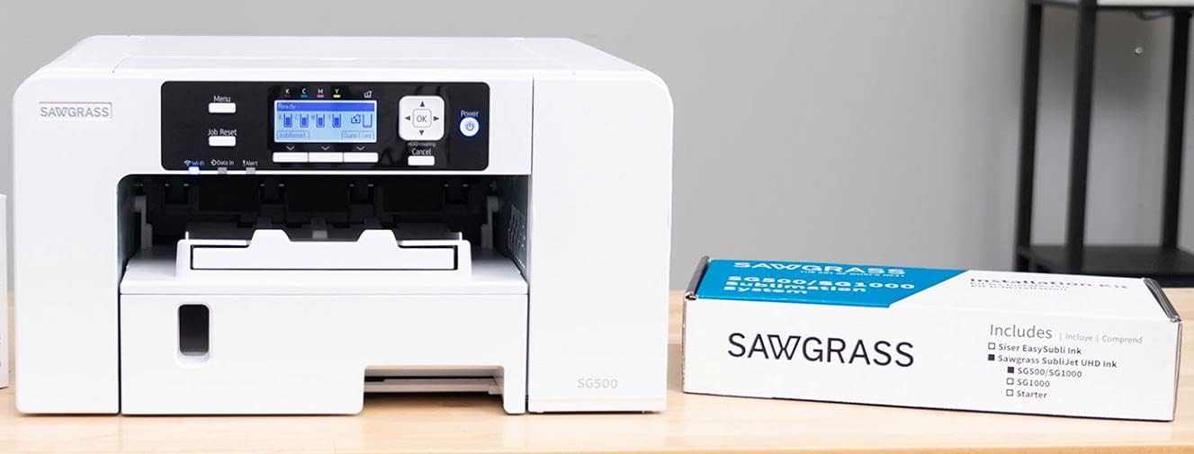 Sawgrass Virtuoso SG500 Sublimation Printer. Bundle Deal: Comes with SUBLIJET UHD Inks (Complete Set) - Plus 440 Sheets of SUBLIMAX Brand Sublimation Paper - and 5 Rolls Heat Tape