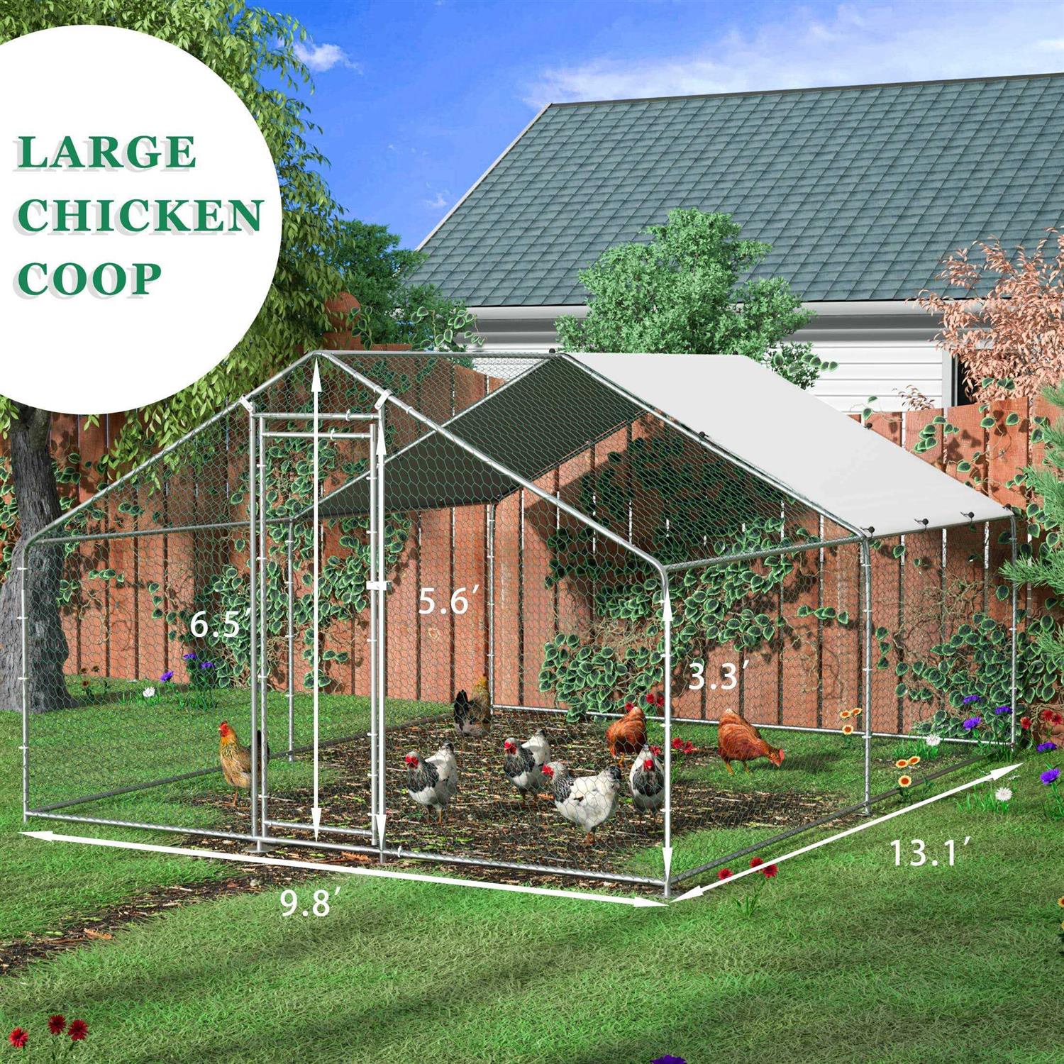 Toetol Extra Large Metal Chicken Coop Walking Poultry Cage Hen Run House Rabbits Habitat Cage Spire Shaped Coops with Waterproof and Anti-Ultraviolet - Pet Supplies online store