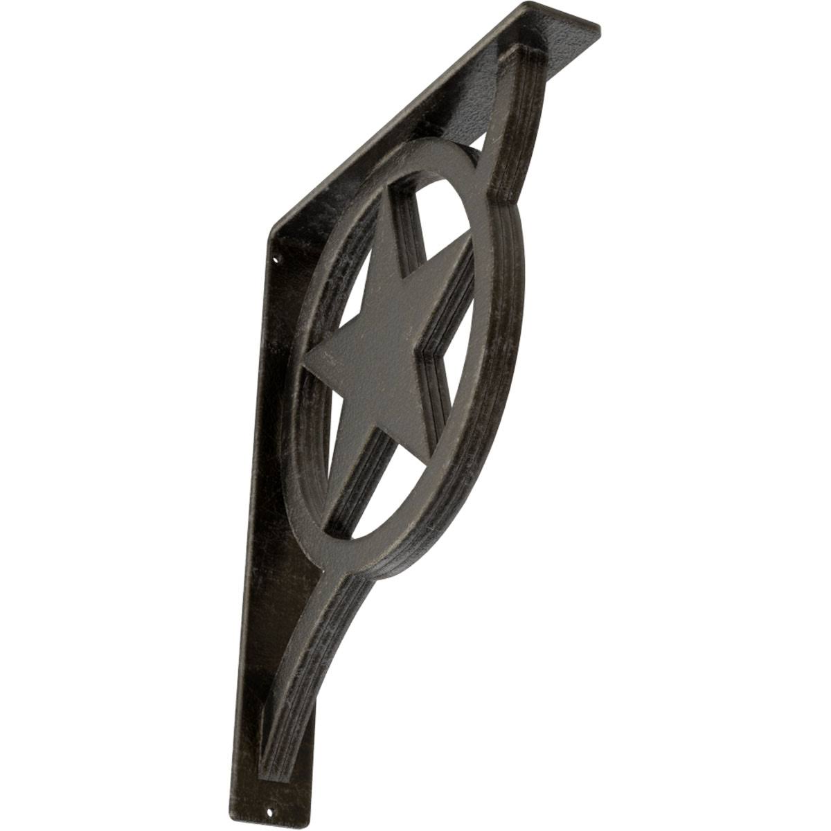 Ekena Millwork BKTM02X12X15TAUAWS 2x22W x 12x22D x 15x22H Austin Wrought Iron BRACKET, (Triple Center brace), Antiqued Warm Silv