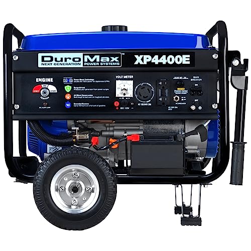 DuroMax XP4400E Gas Powered Portable Generator-4400 Watt Electric Start-Camping & RV Ready, 50 State Approved, Blue/Black