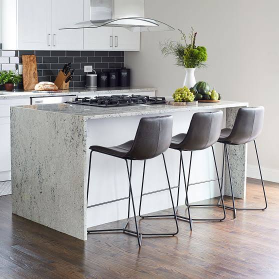 West Elm Slope Bar Stool, Vegan Leather, Saddle, Light Bronze