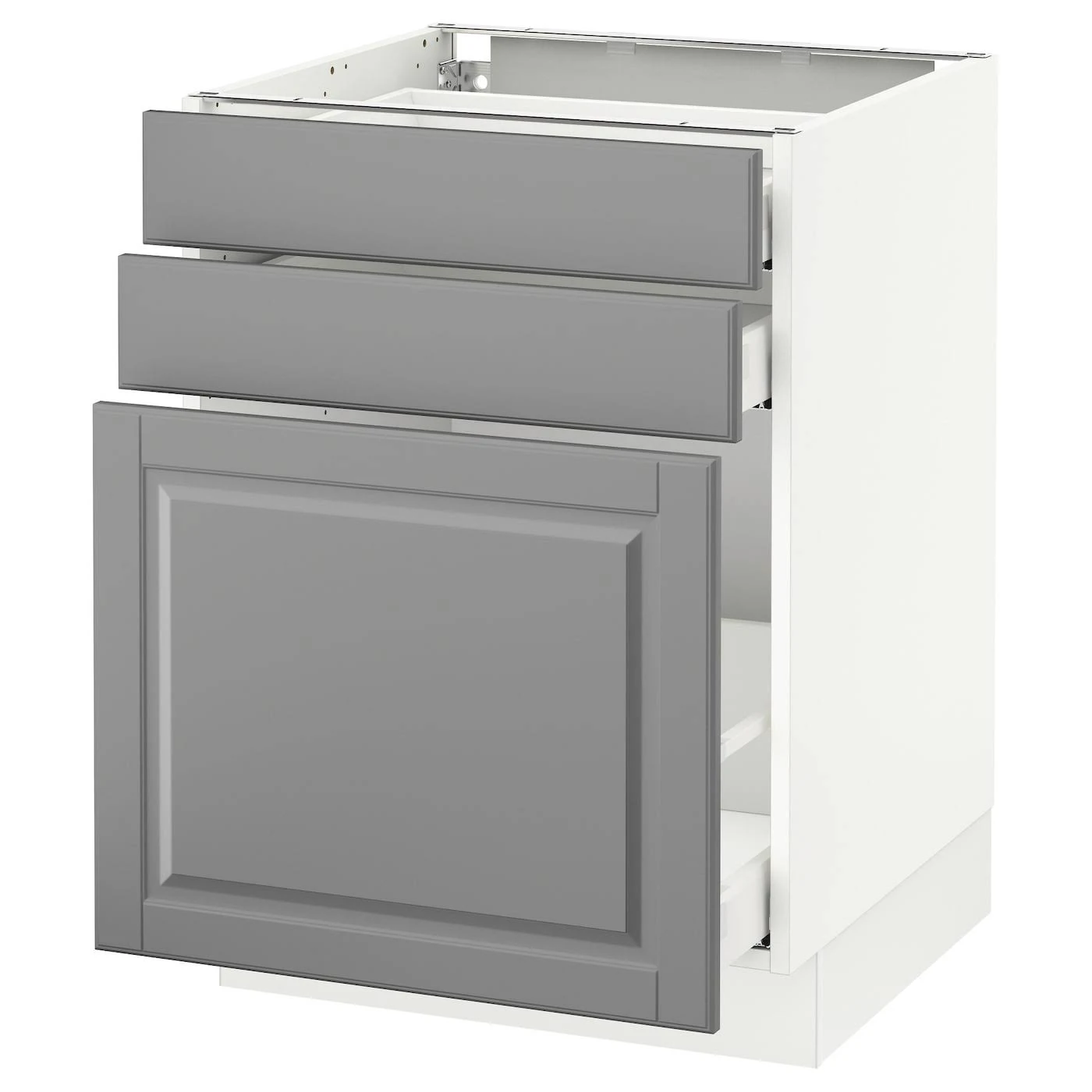 IKEA - SEKTION Base cabinet/p-out storage/2 Drawer, White Maximera/Bodbyn Gray, 24x24x30 09034604