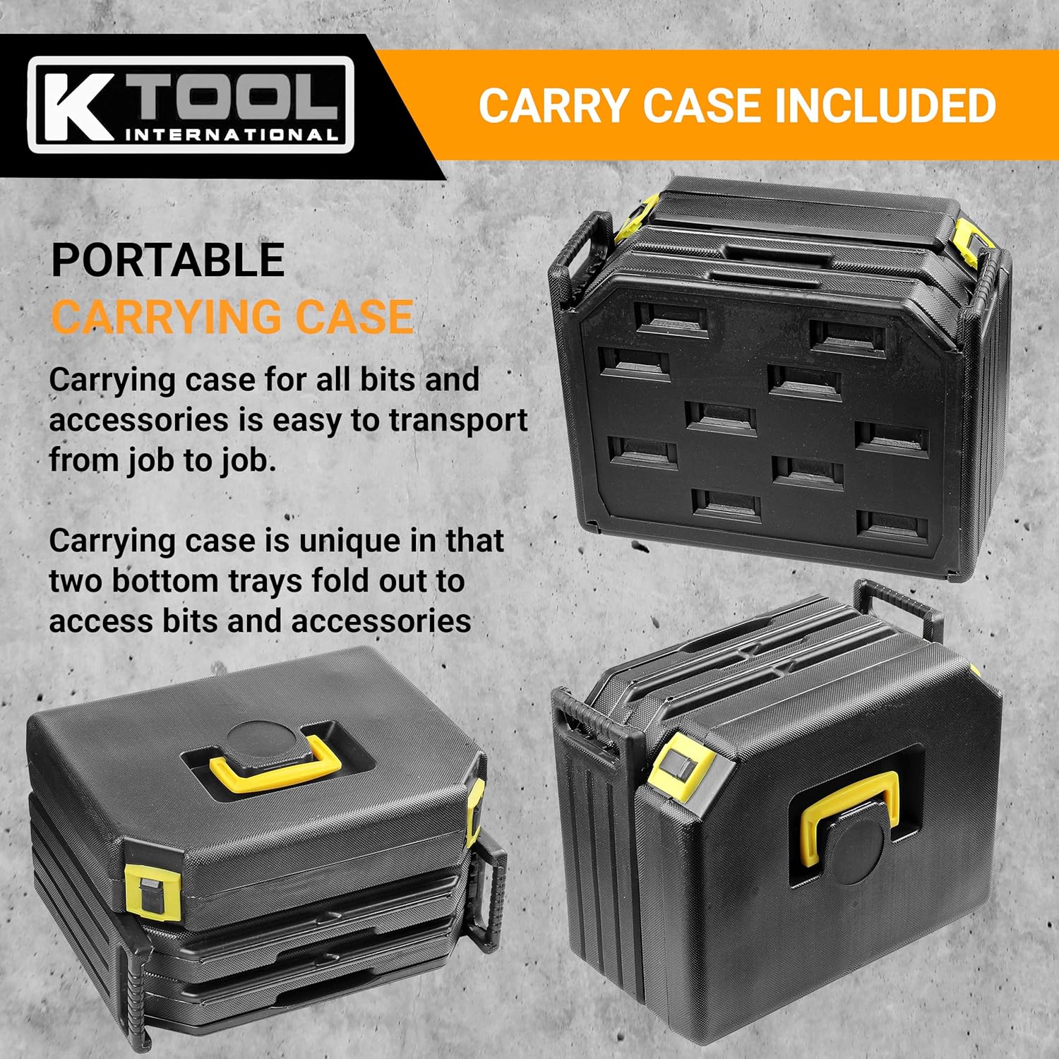 K Tool International Drill Bit Set Portable Tool Storage 326 Piece Set Drill Accessories with Case, Folding Trays, Portable Carrying Case, Easy Organization; KTI10330