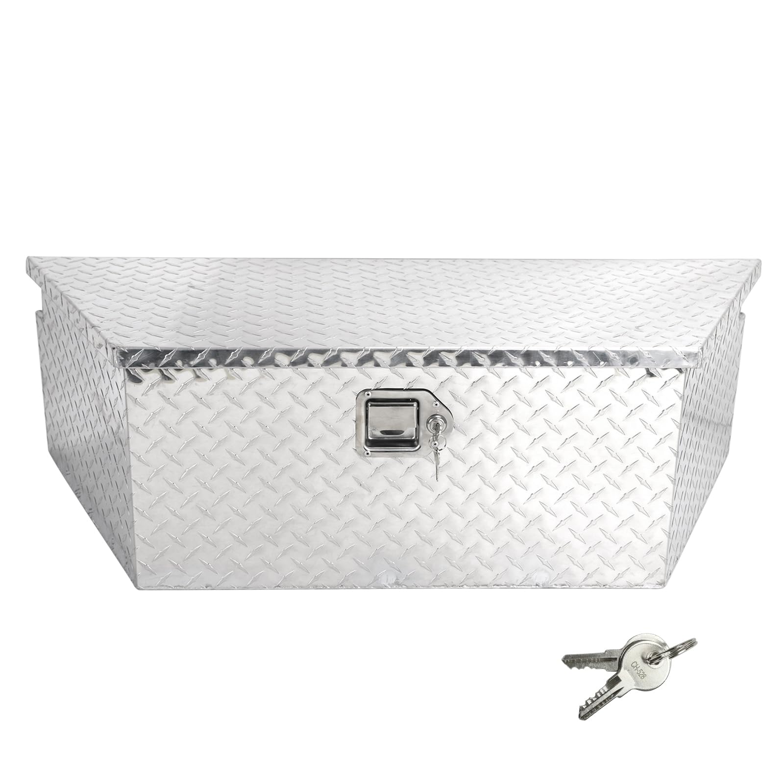Confote Heavy Duty Aluminum Diamond Plate Trailer Tongue Box with Lock and Keys  for Secure Tool Storage on Your Trailer, Silver,39 x 16.5 x 12 Inches