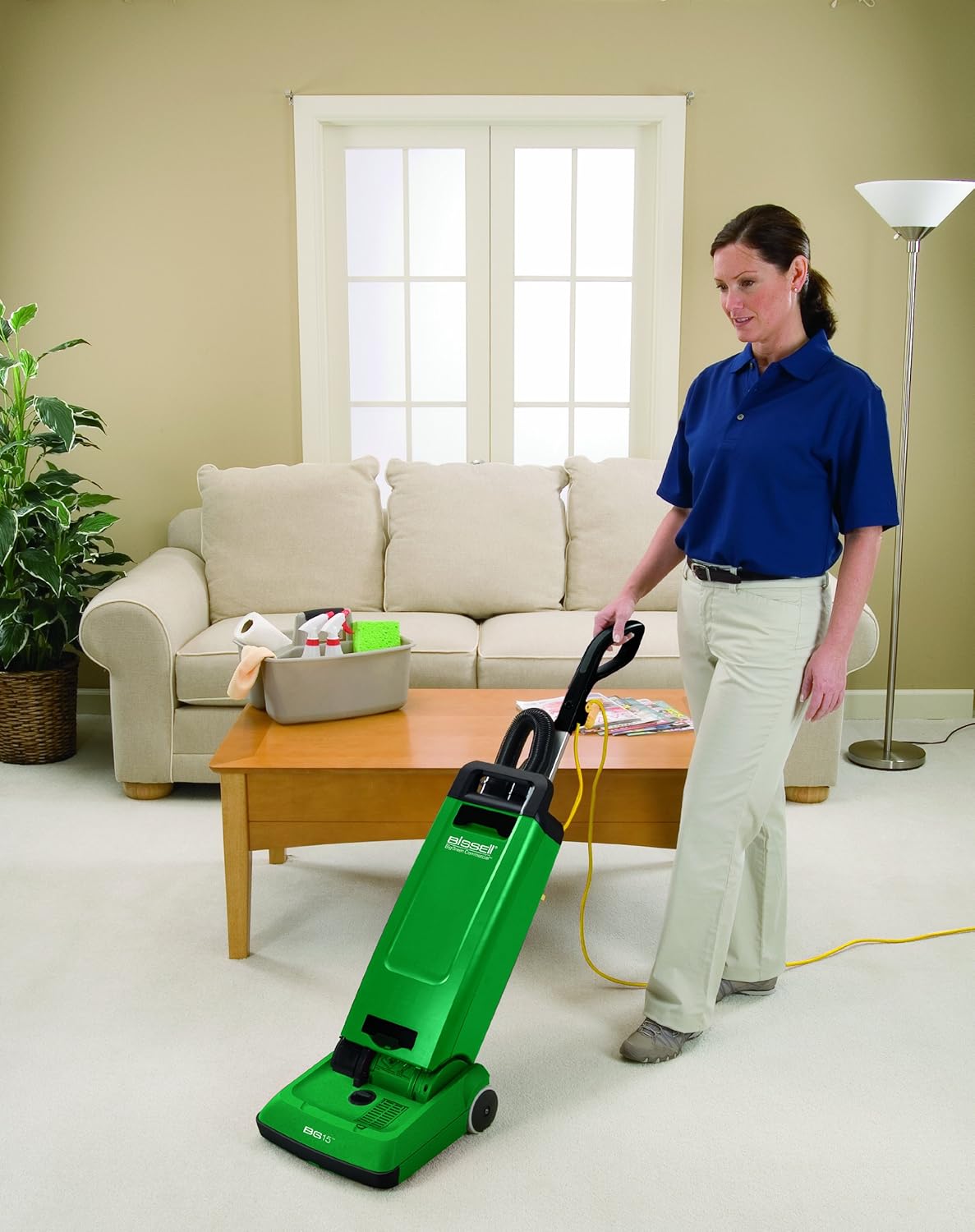 Bagged Upright Vacuum, 6L Bag Capacity, 12" Cleaning Path, Green