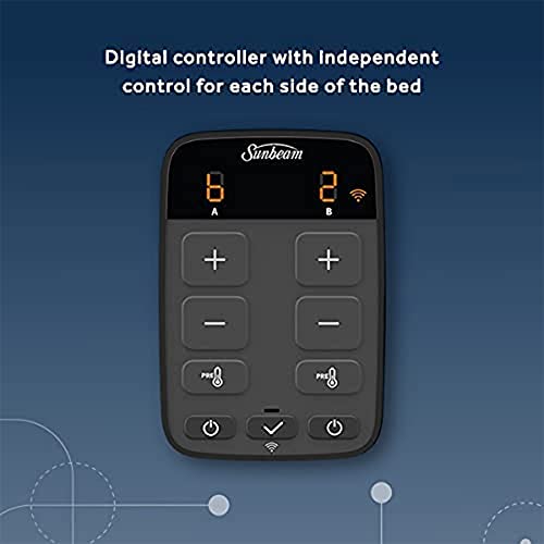 Sunbeam LoftTec Wi-Fi Connected Heated Blanket, Electric Blanket, 10 Heat Settings, King Size, Slate Gray