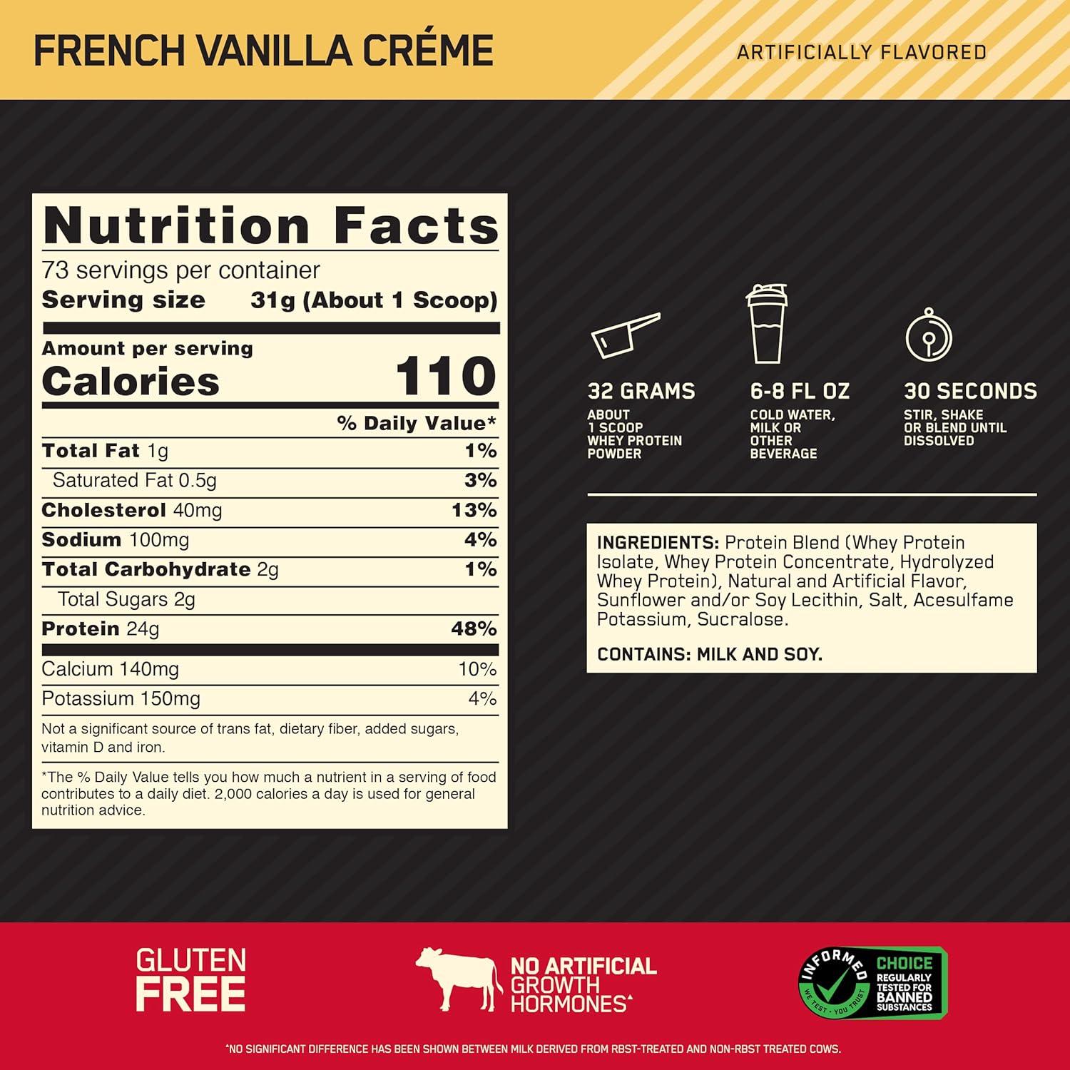 Optimum Nutrition Gold Standard 100% Whey Protein Powder, French Vanilla Creme, 5 Pound (Packaging May Vary) Pack of 2