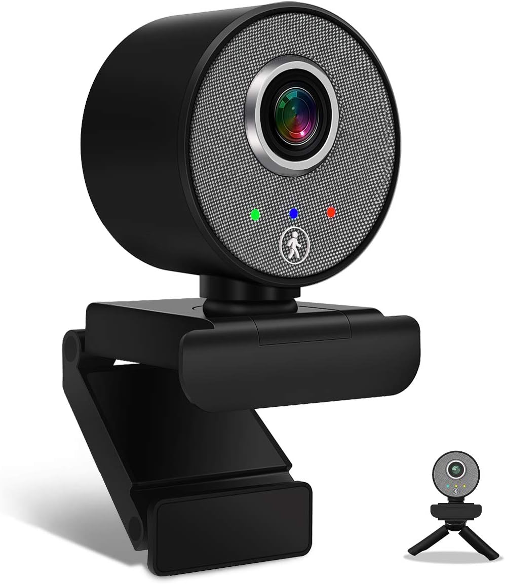 Webcam with Microphone, Yacolife 1080P HD Computer Camera with 360° Face Auto Tracking,USB PC Laptop Streaming Web Camera for PC Video Conferencing/Calling/Gaming, Laptop/Skype/YouTube(Black) Pack of 2