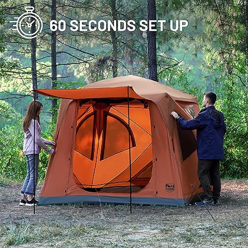 TIMBER RIDGE 4 Person Instant Pop Up Cabin Tent, Weather Resistant Camping Hub Tent, Easy Setup Portable Family Tent with Rain Fly and Carry Bag for Camping Hiking Outdoor Travel