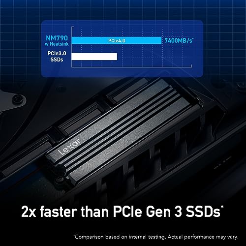 Lexar 2TB NM790 SSD with Heatsink PCIe Gen4 NVMe M.2 2280 Internal Solid State Drive, Up to 7400/6500 MB/s Read/Write, Compatible with PS5, for Gamers and Creators, Black (LNM790X002T-RN9NU)