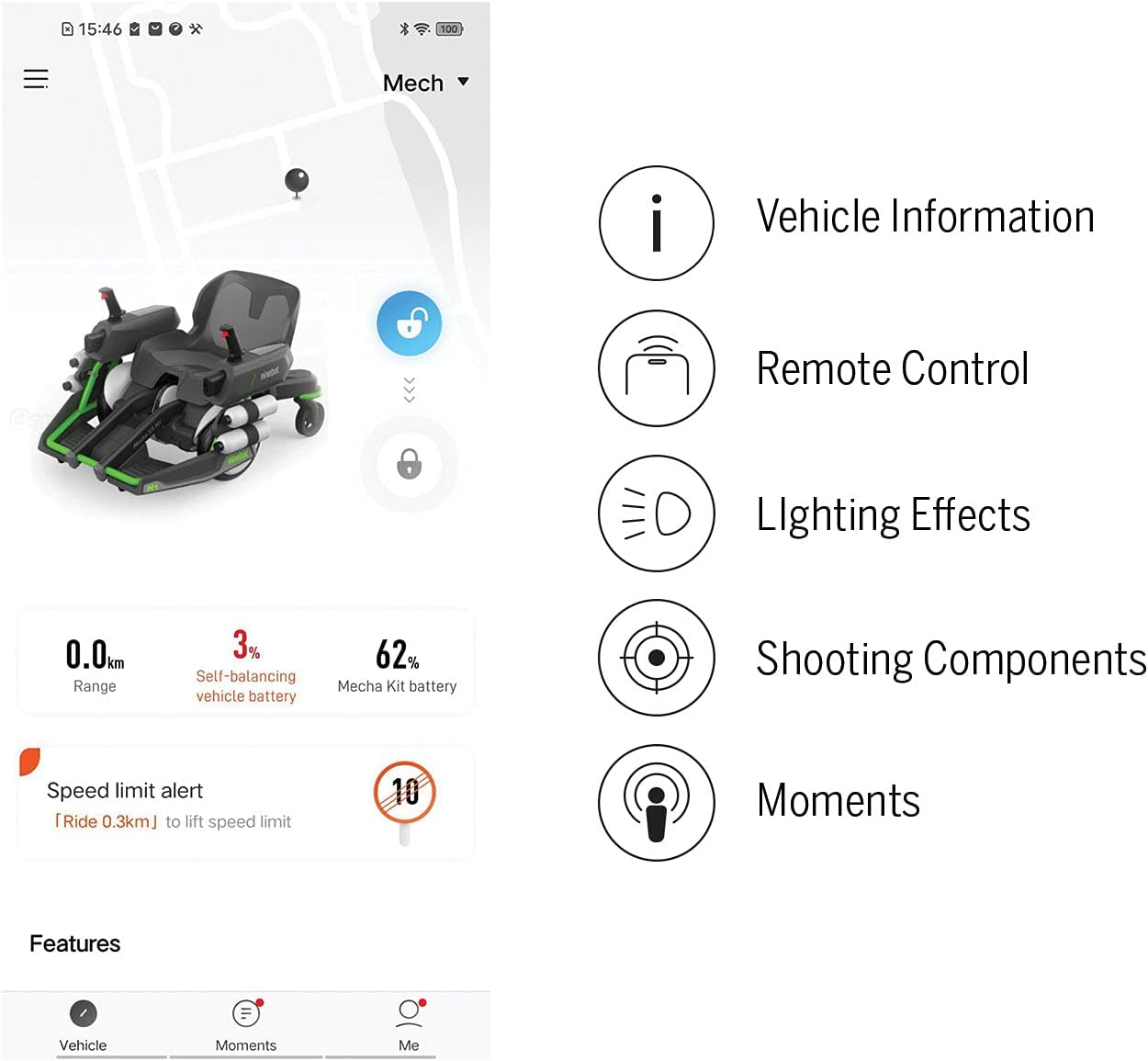 Segway Ninebot Mecha Kit, Applicable to Electric Self-Balancing Scooter, Human-Body Sensor in Joystick, Mobile App Integration (Not Included Ninebot S Models)