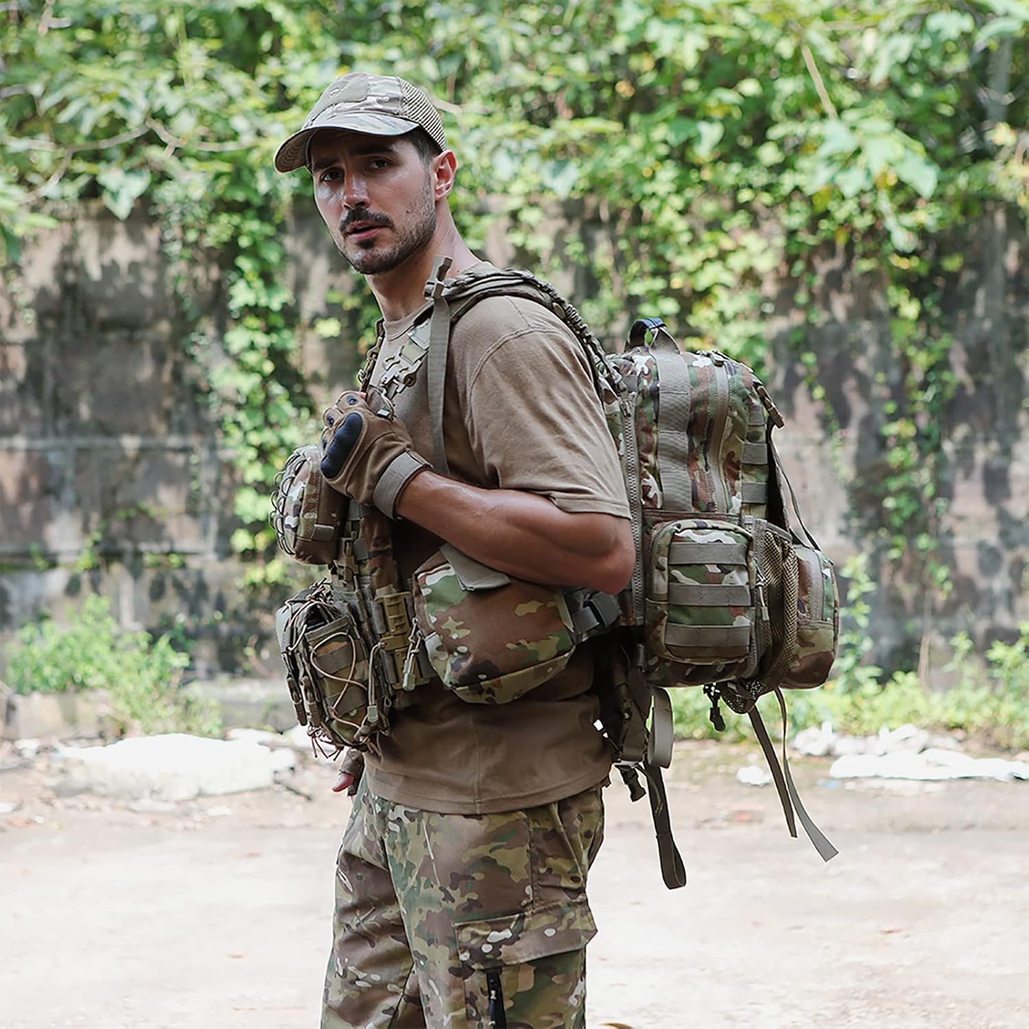 Akmax.cn Military Modular Assault Vest System Compatible with 3 Day Tactical Assault Backpack, OCP Camouflage