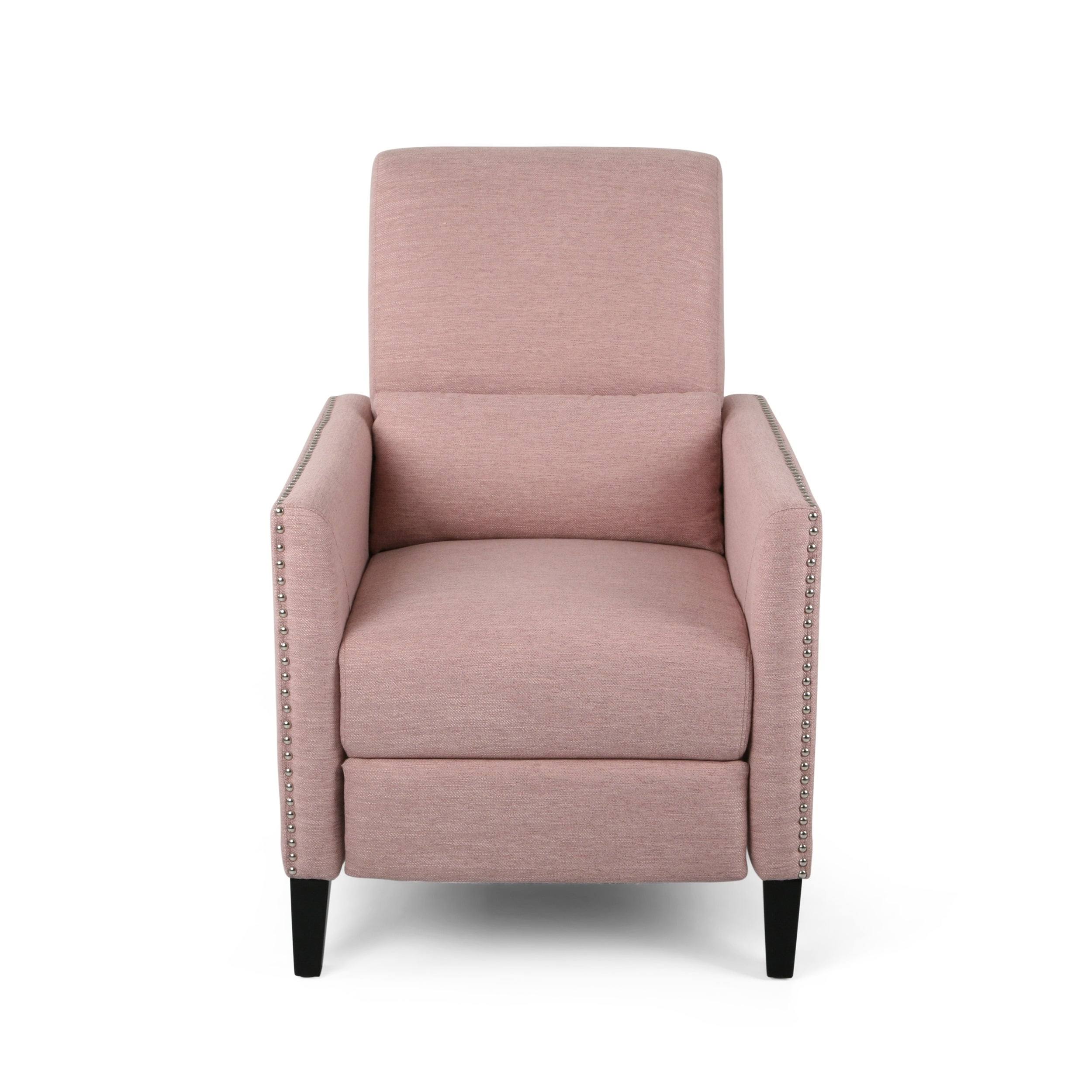 Alscot Contemporary Fabric Push Back Recliner by Christopher Knight Home - Light Blush
