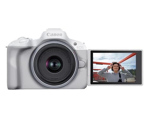 Canon EOS R50 Mirrorless Camera RF-S18-45mm F4.5-6.3 is STM Lens Kit, 24.2 Megapixel CMOS (APS-C) Sensor, 4K Video, Hybrid Camera, Photo and Video, Vlogging, Content Creator, RF Mount, Black