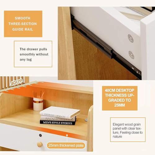 Small Reception Desk,Reception Desk with Counterand LED Lights,Checkout Counter with Drawers, Standing Front Receptionist Desk, Reception Counter for Supermarket Convenience Store Hotel (White, 60cm)