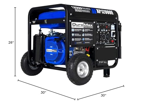 DuroMax XP12000EH 12,000-Watt Dual Fuel Portable Generator – Gas & Propane, Electric Start, Whole Home Backup Power, Transfer Switch Ready, RV & Emergency Ready