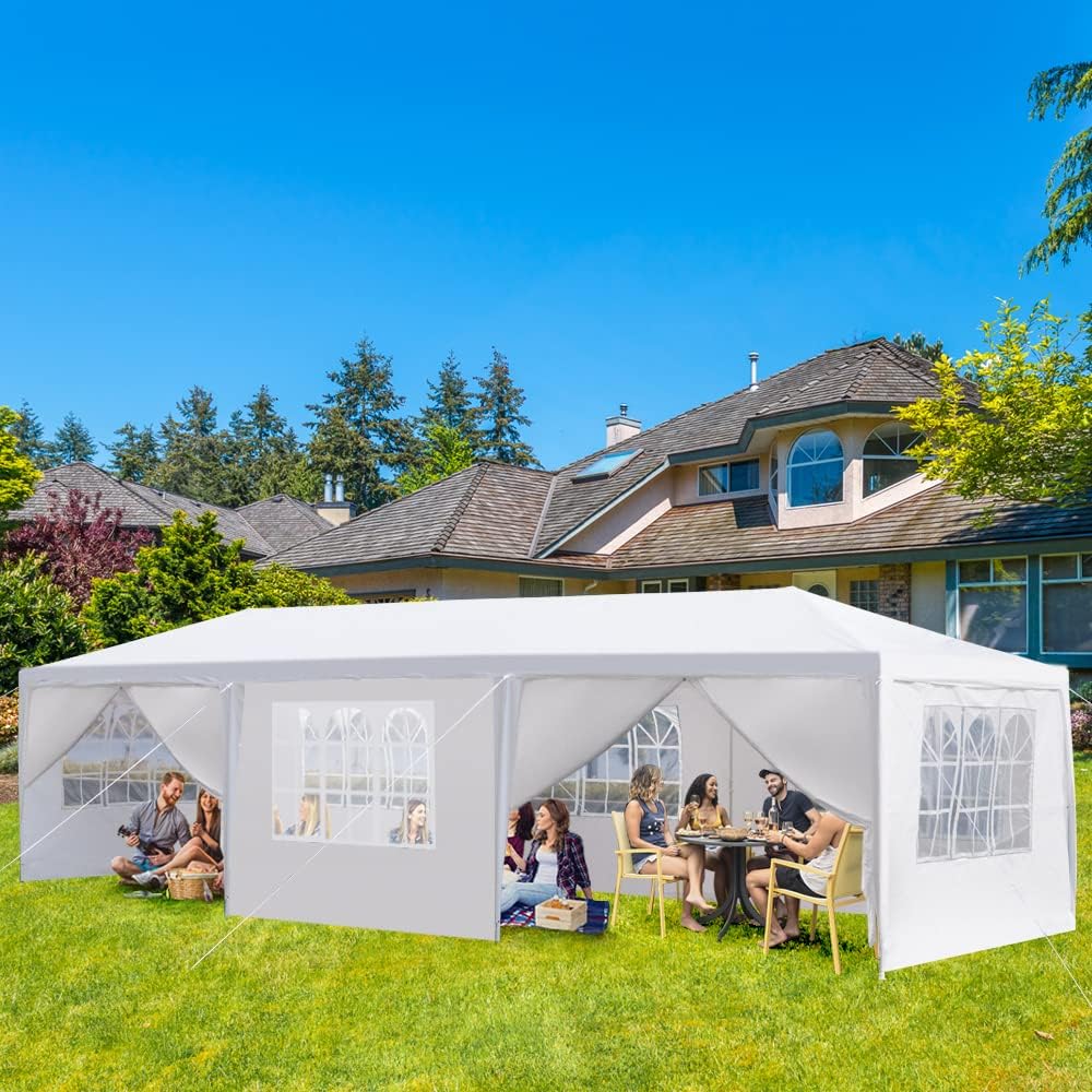 Party Tent 10x30 Upgraded Thicken Steel Tubes Outdoor Waterproof White Canopy Wedding Gazebo Tent Shelter with Removable 8 Side Walls and 2 Doors…