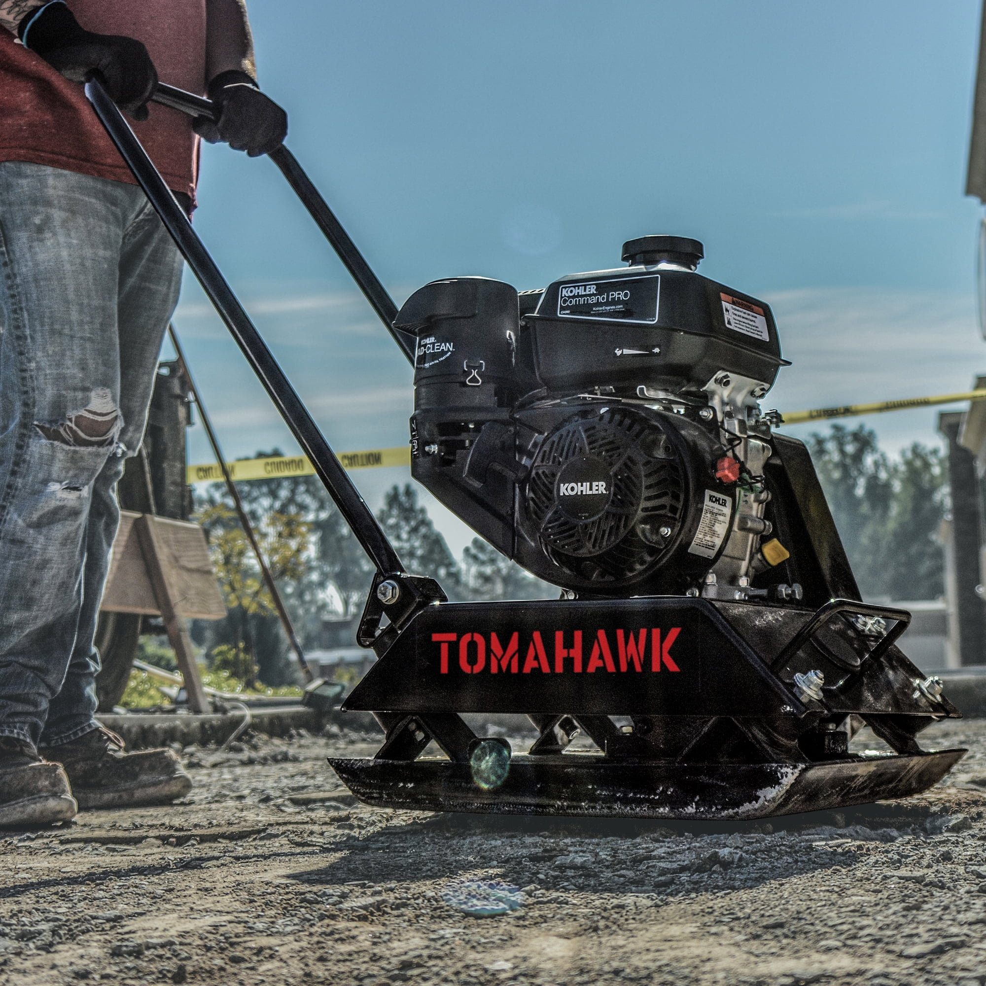 TOMAHAWK Vibratory Plate Compactor Tamper with Kohler Engine for Dirt Gravel Soil Compaction