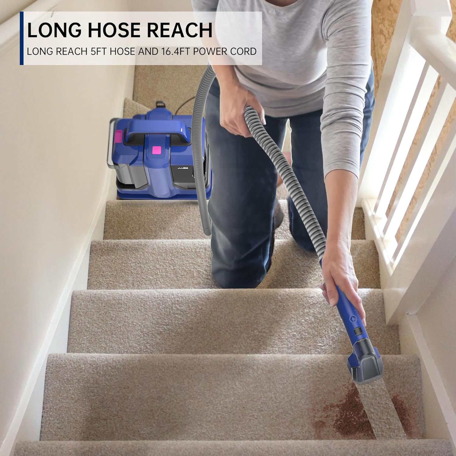 Carpet Cleaner Machine Upgraded,18Kpa 3 in1 Portable Upholstery Machine,500W Couch Cleaner with Tough Stain Tool&Wide Path Tool, Upholstery Deep Cleaner for Furniture, Pet Stain, Car,16.4ft Cord