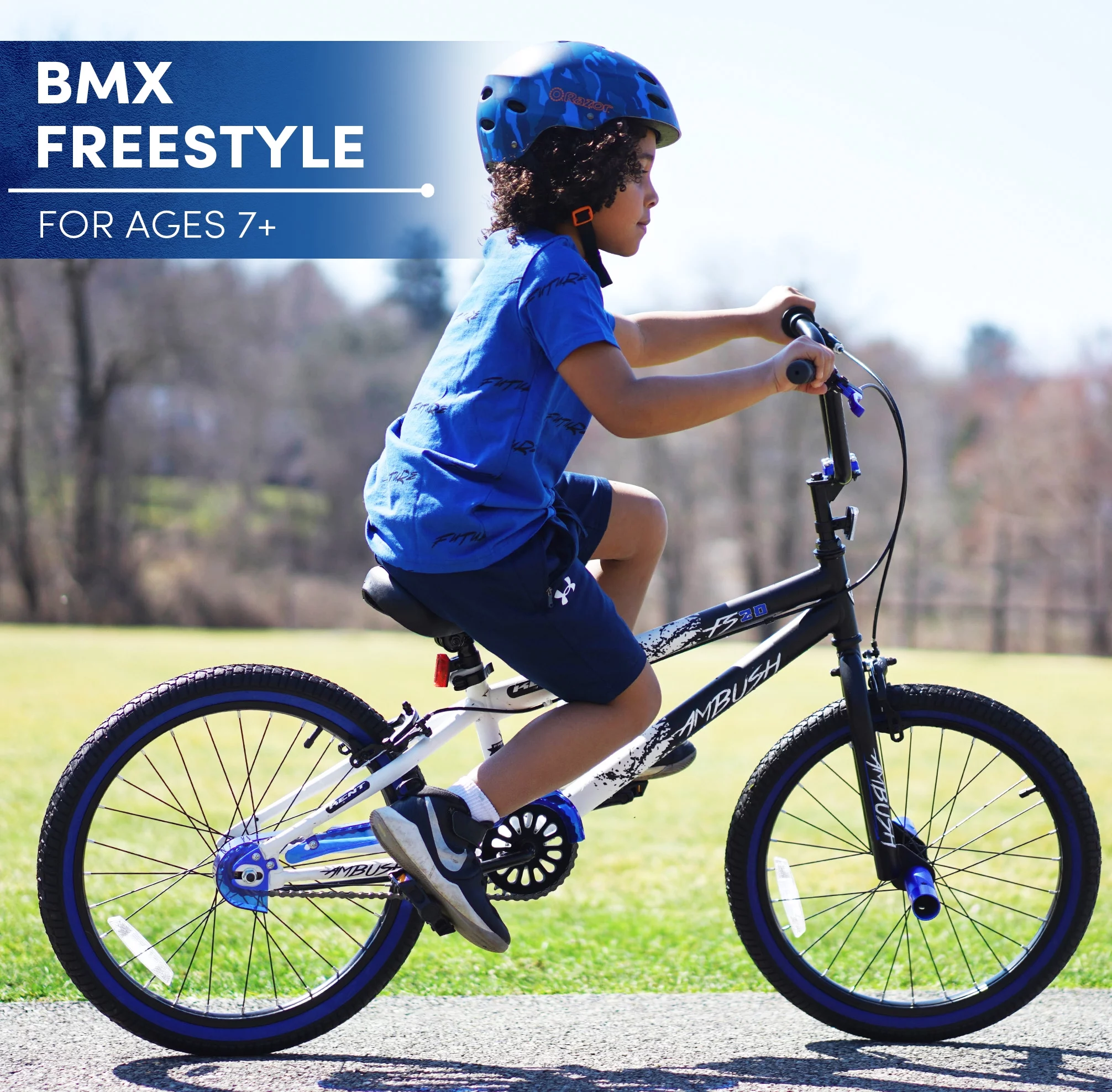 Kent Bicycles 20 Boy's Ambush BMX Child Bike, Black/Blue