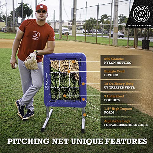 ALAGPRO® The Original 9 Hole Pitching Net with Strike Zone Pocket | Pitching Target for Baseball & Softball Pitchers