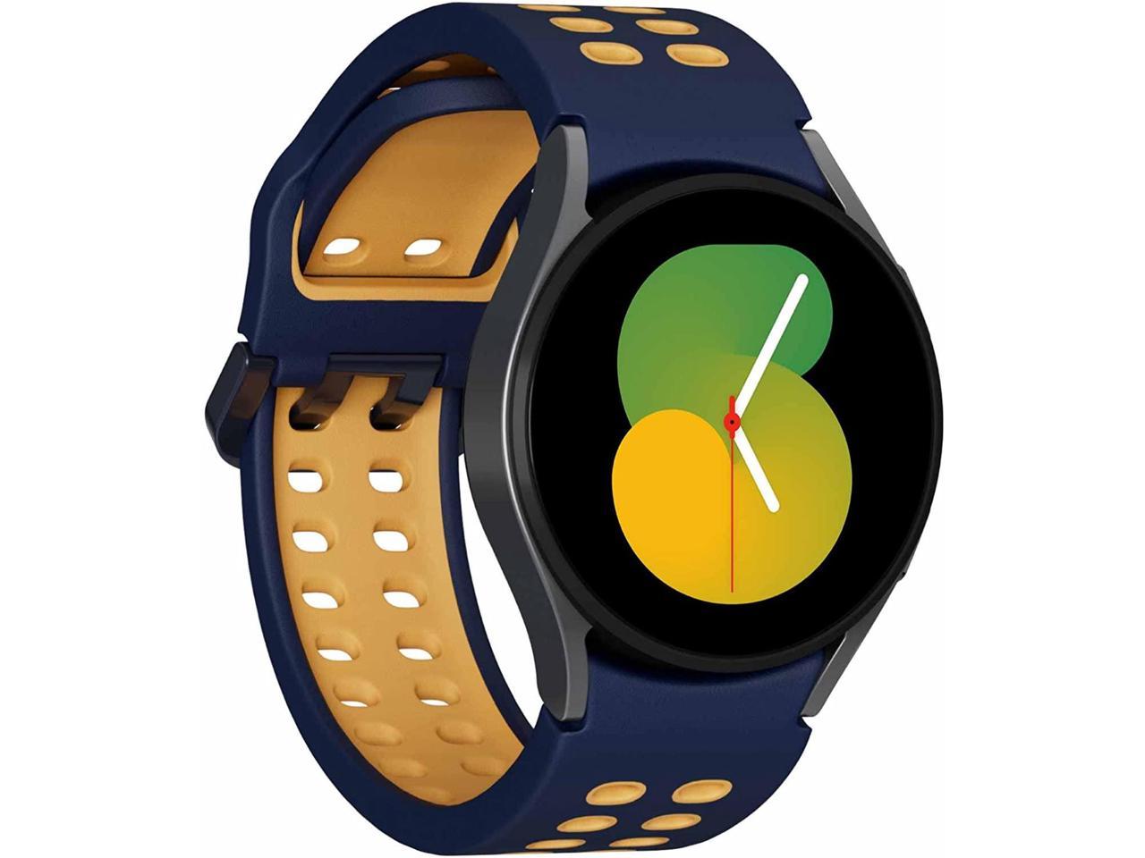 SAMSUNG Galaxy Watch5 Bespoke Edition 40mm Bluetooth Smartwatch, Body, Health, Fitness, Sleep Tracker, Improved Battery, Sapphire Crystal Glass, US Version, Graphite Extreme Sport Band, Navy/Mustard