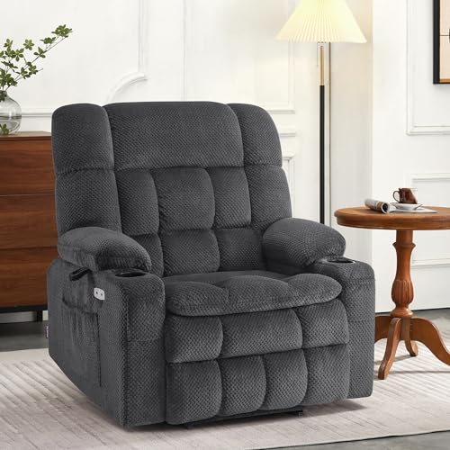MCombo Dual Motor Power Lift Recliner Chair with Massage and Heat for Elderly People, Infinite Position, USB Ports, Cup Holders, Fabric 7890 (Medium-Regular, Burgundy)