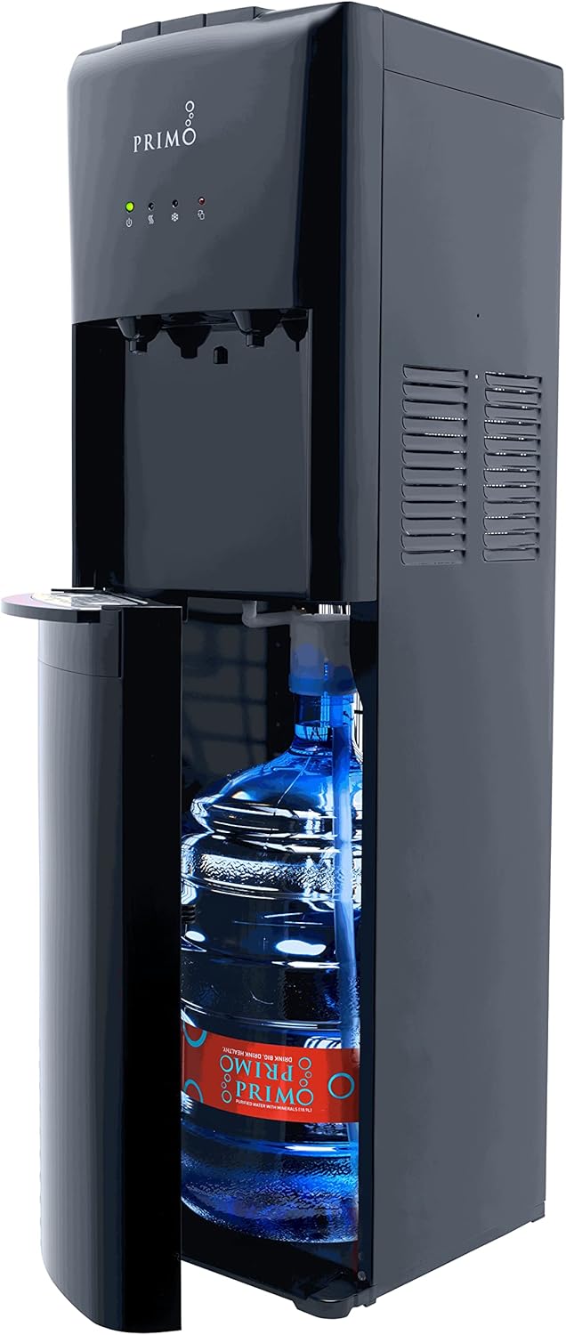 Primo Bottom-Loading Water Dispenser - 2 Temp (Hot-Cold) Water Cooler Water Dispenser for 5 Gallon Bottle w/Child-Resistant Safety Feature, Black