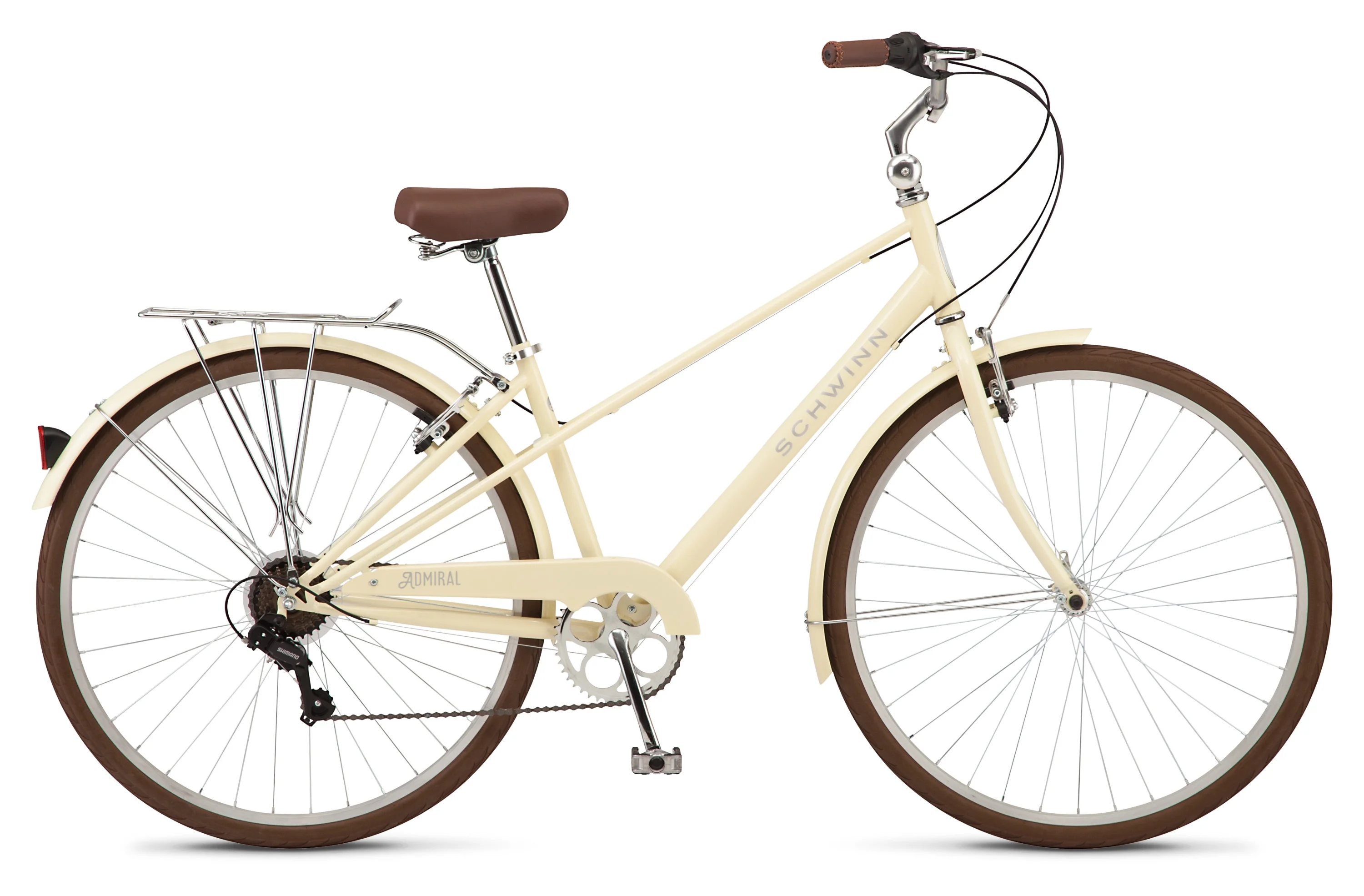 Schwinn Admiral 700c Adult Hybrid Bike, 7 Speed Unisex Bike, Cream