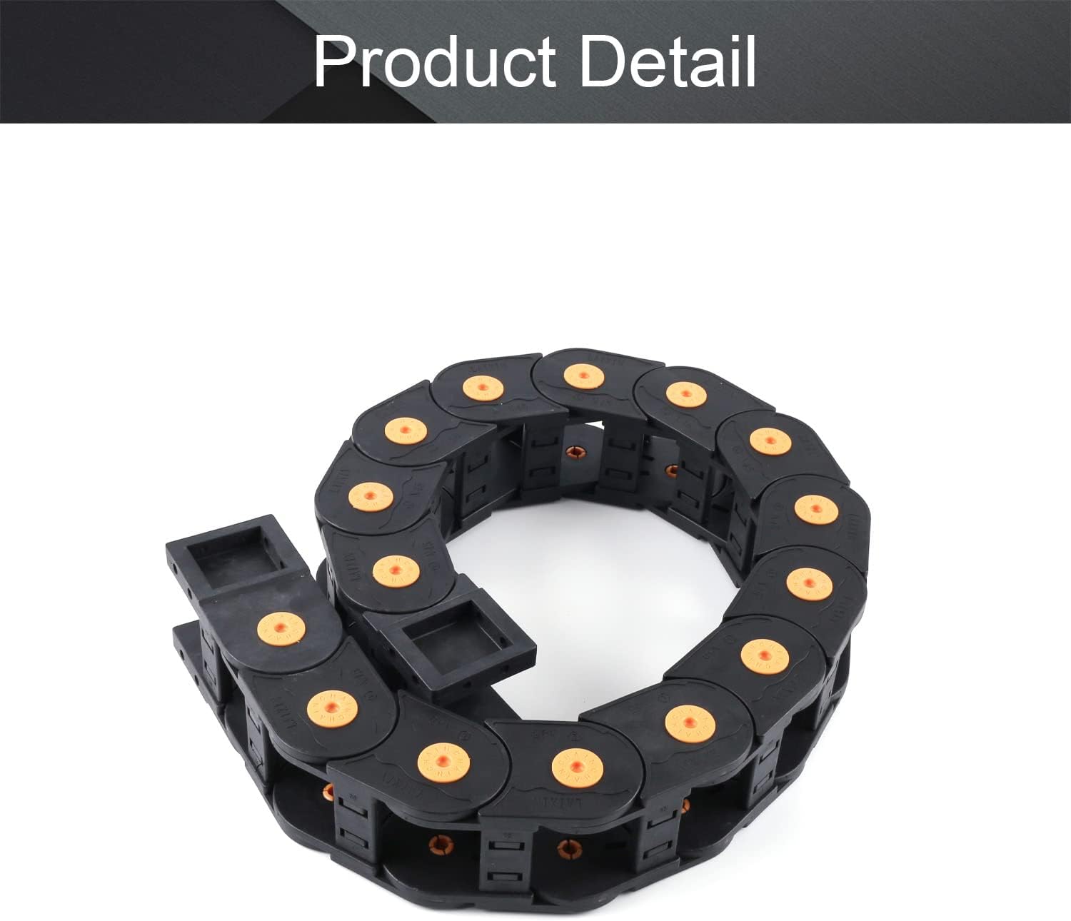 Fielect Drag Chain Cable Carrier Open Type with End Connectors R100 35X100mm 1 Meter Plastic for Electrical CNC Router Machines Black 1Pcs