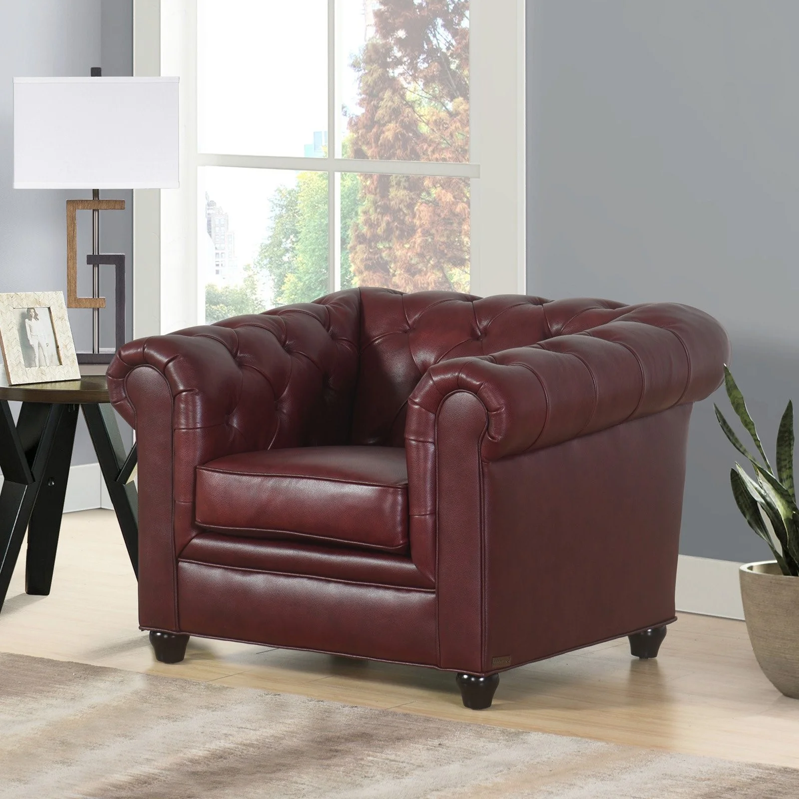Abbyson Royale Leather Chesterfield Armchair