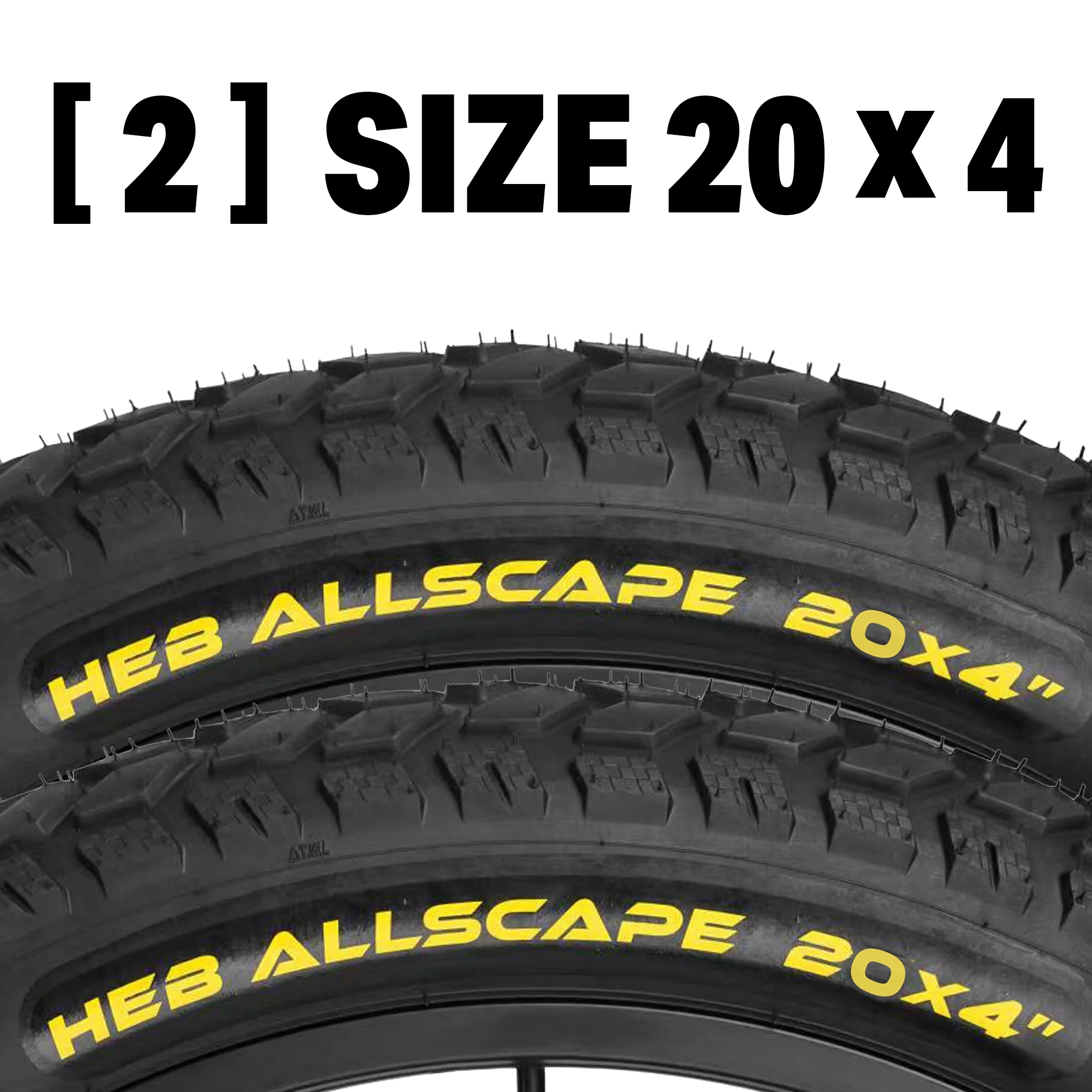 HEB ALLSCAPE 20x4 Fat Tires and Tubes for Ebikes, MTB, Puncture Resistant, Heavy Duty, Directional Tread Tire - 2 Pack