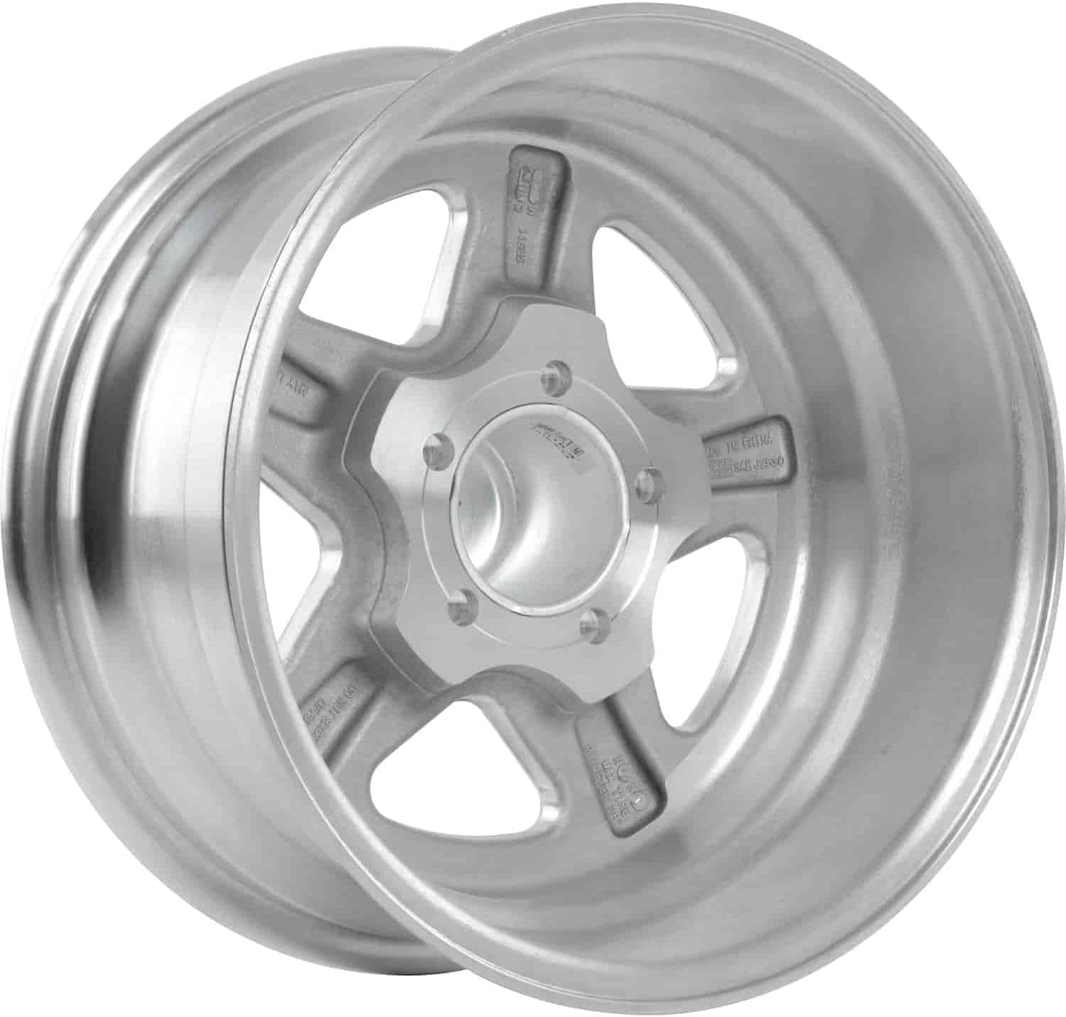 JEGS Sport Star Aluminum Wheel 15” x 7” | 5 x 4.5” Wheel Bolt Pattern Spacing | 0 mm Offset | 4” Backspacing | Polished Finish | 3.27” Center Bore | Includes Center Cap