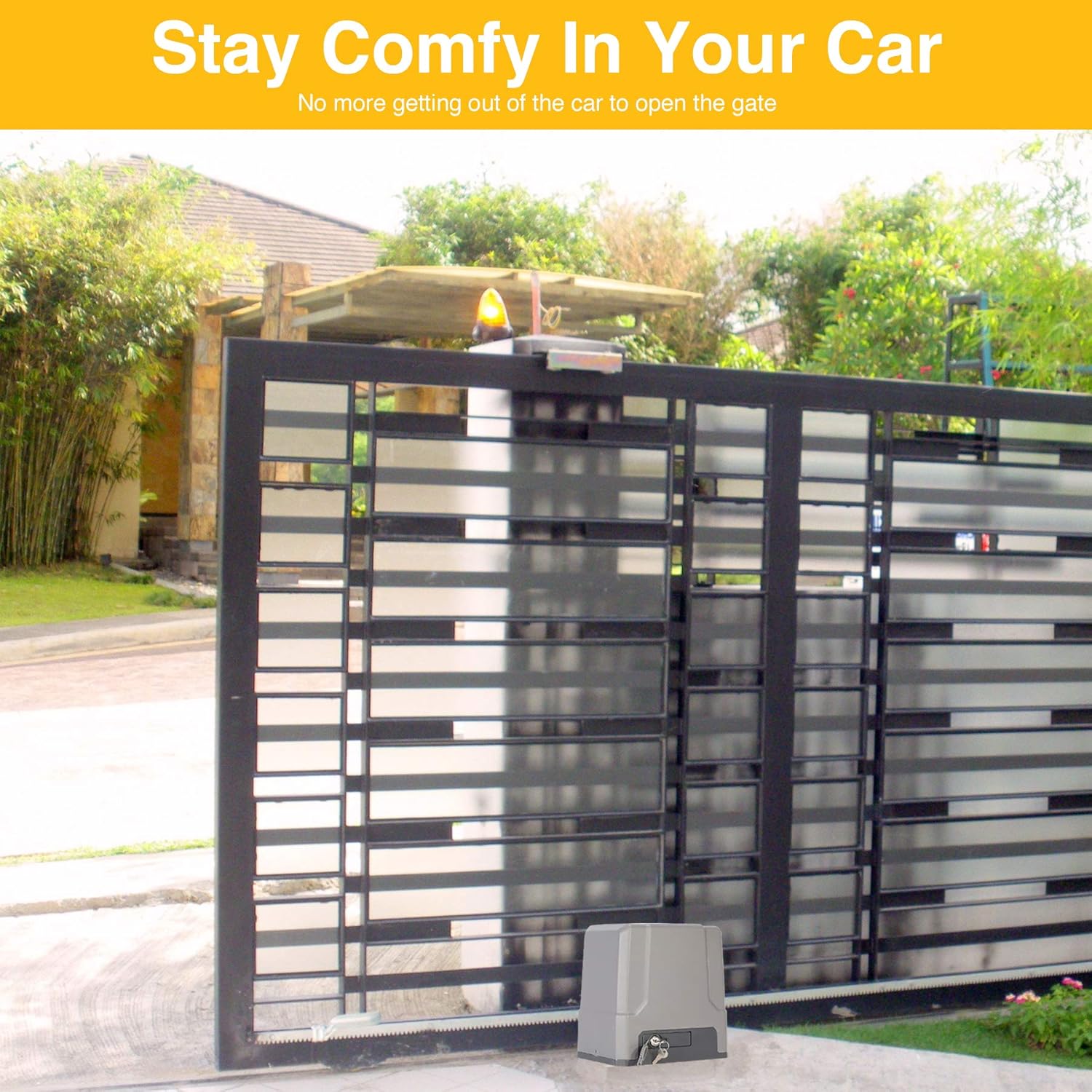 CO-Z Automatic Sliding Gate Opener with Backup Battery, Electric Rolling Driveway Fence Slide Gate Motor, Complete Gate Operator Hardware Security System Kit for Sliding Gate Up to 40 Feet