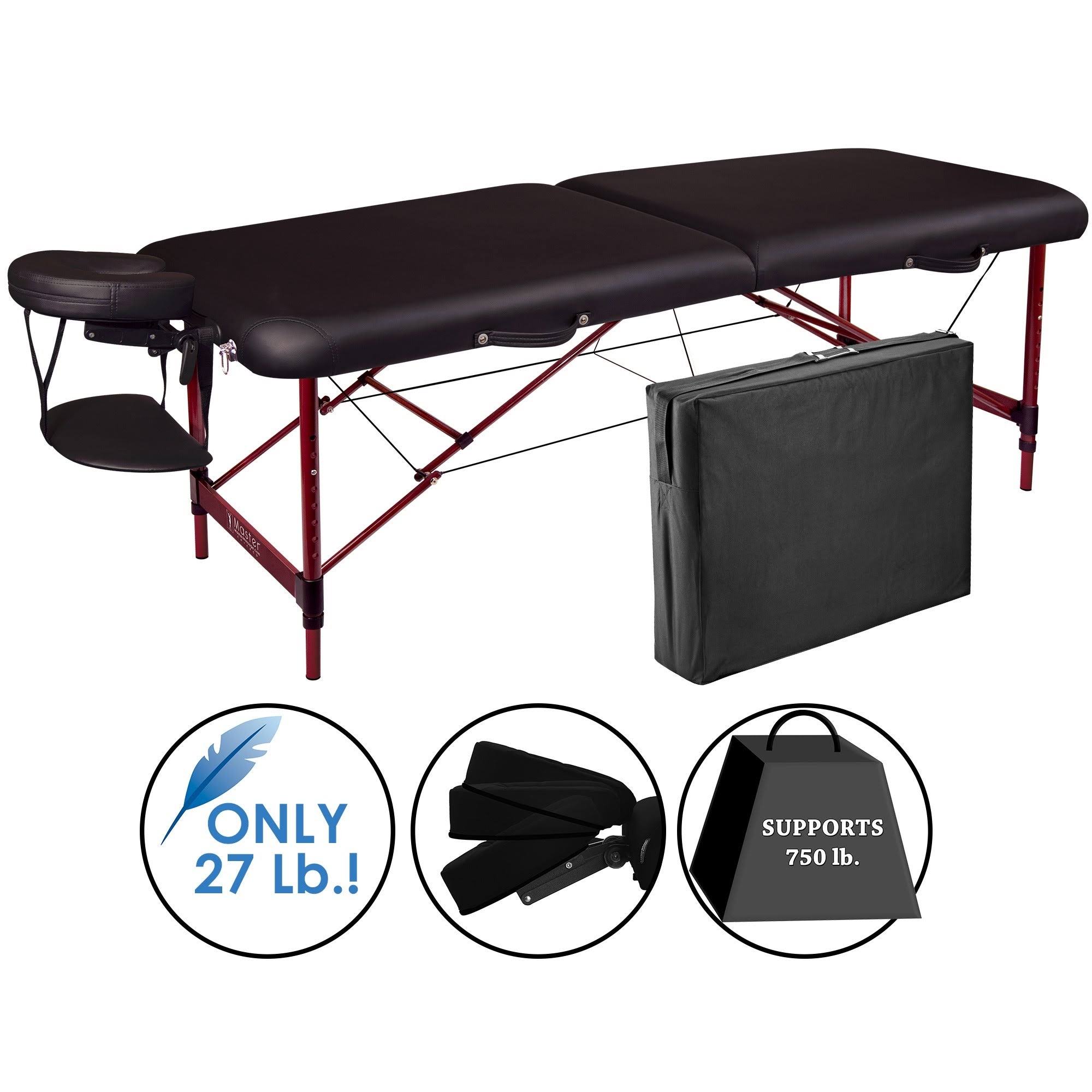 Master Massage Zephyr Lightweight Portable Table Package, Black