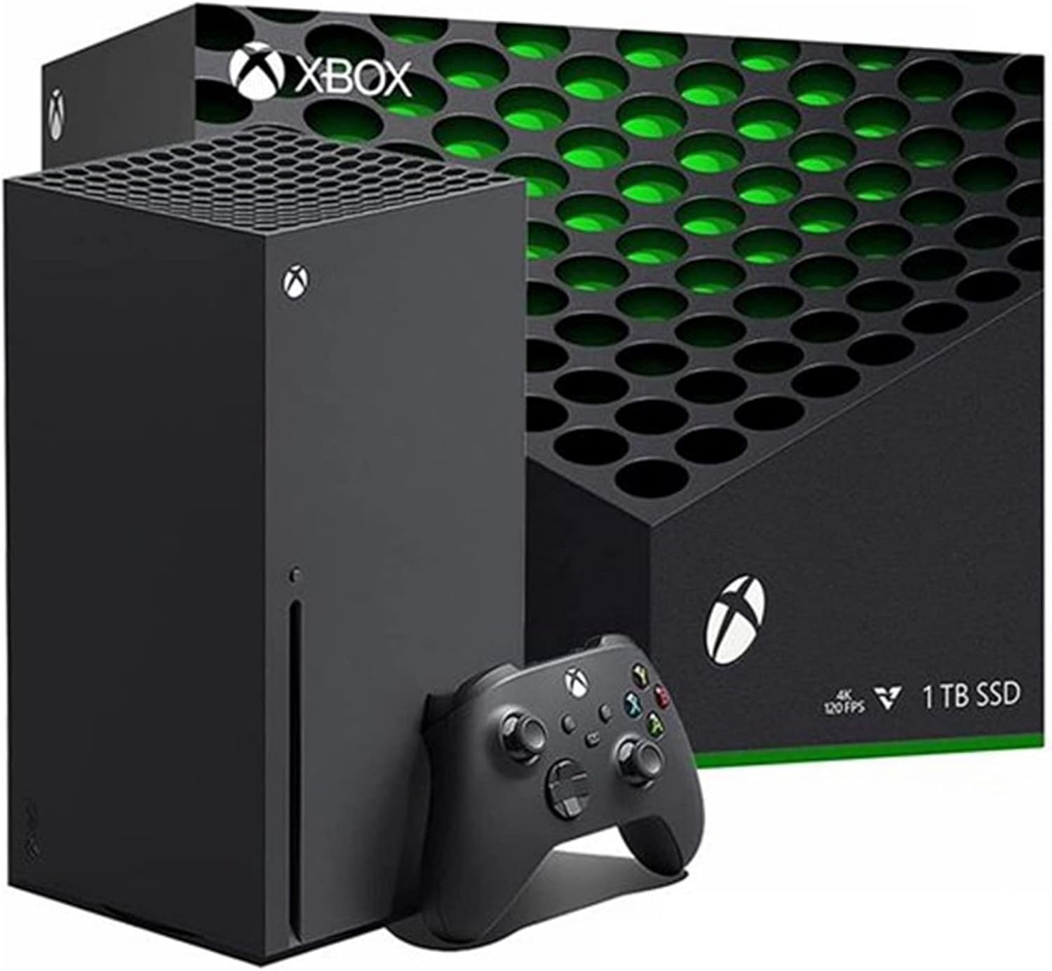 XB-ox Series-X 1TB SSD Console - 16GB GDDR6 Memory, 4K UHD Blu-Ray, 8X Cores Custom Zen 2 CPU, RDNA 2 GPU, Up to 8K HDR, True 4K Gaming Resolution, 802.11AC WiFi, Ethernet