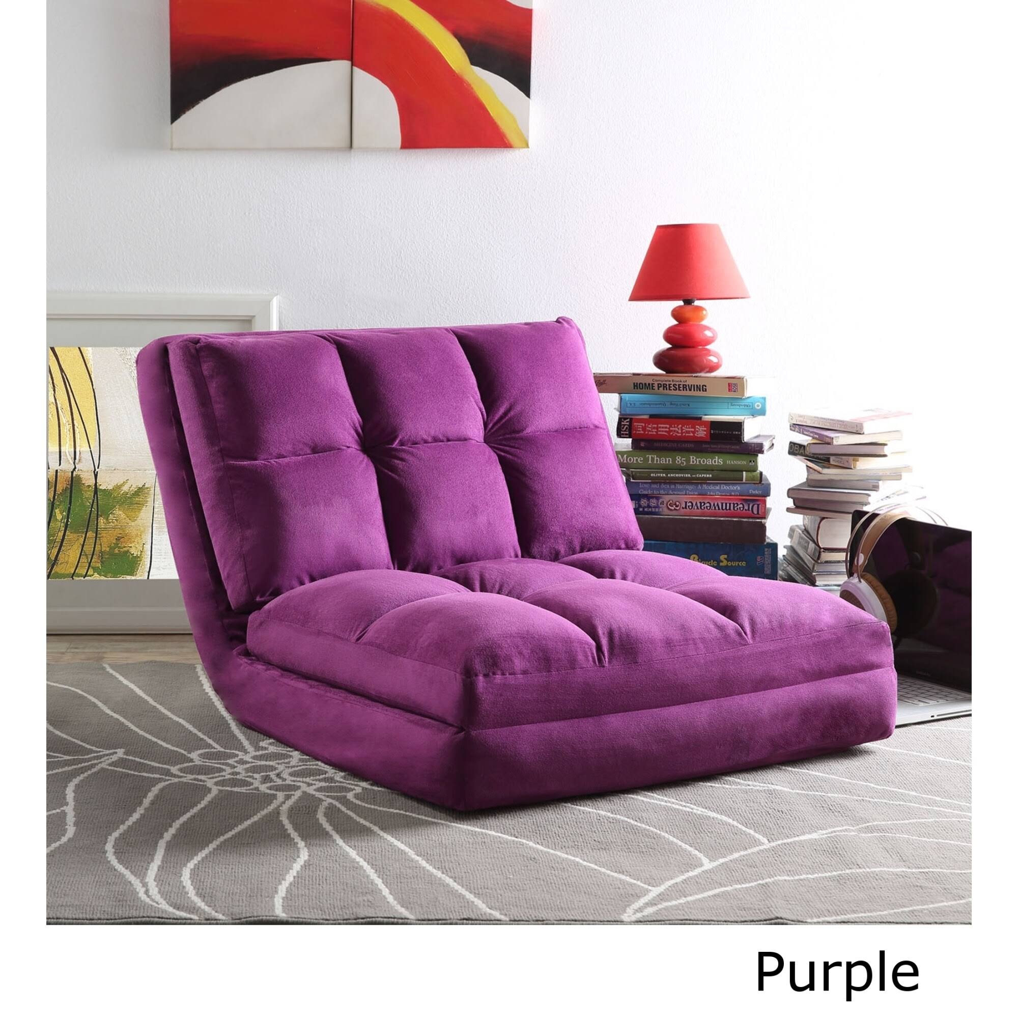 Loungie Microsuede 5-Position Convertible Flip Chair/ Sleeper (Purple)