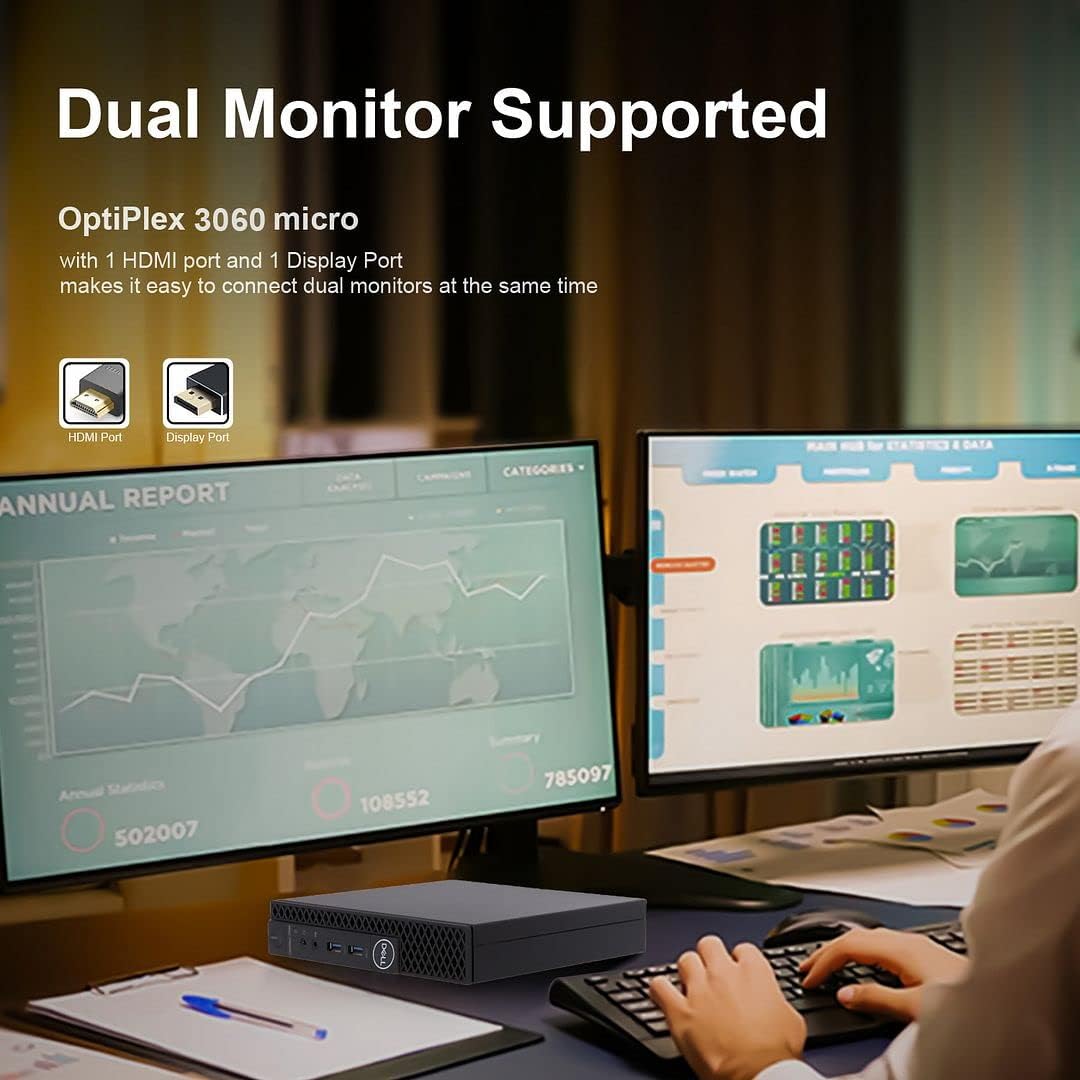 Dell Mini PC Windows 11 Pro OptiPlex 3060 Mini Computers,Intel i7-8700T up to 4.0Ghz,32GB DDR4 512GB M.2 NVMe SSD,AX210 Built-in WiFi 6E,HDMI Dual Monitor Support,Wireless Touch Keyboard(Renewed)