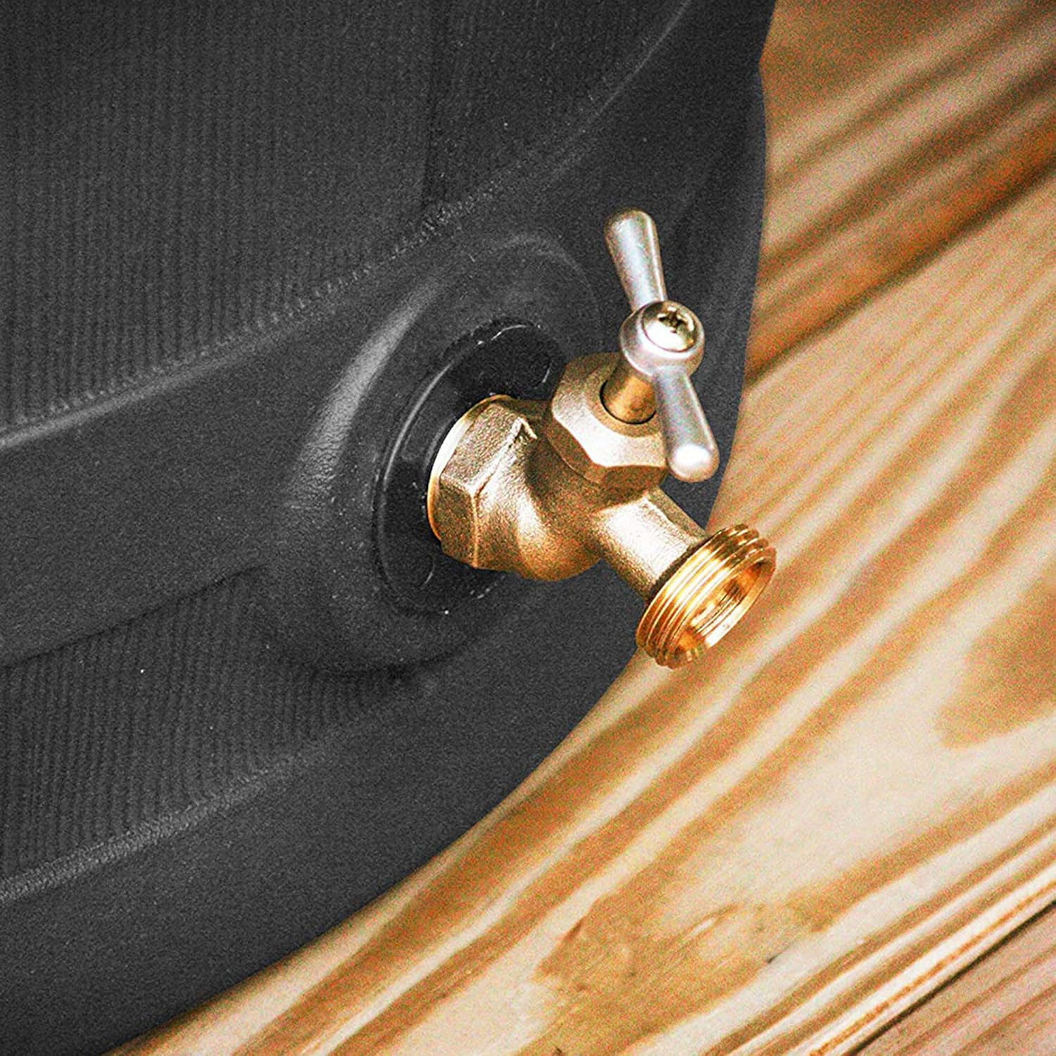 Good Ideas Rain Wizard 40 Gallon Plastic Outdoor Home Rain Water Storage Collection Barrel Drum with Brass Spigot, Black (4 Pack)