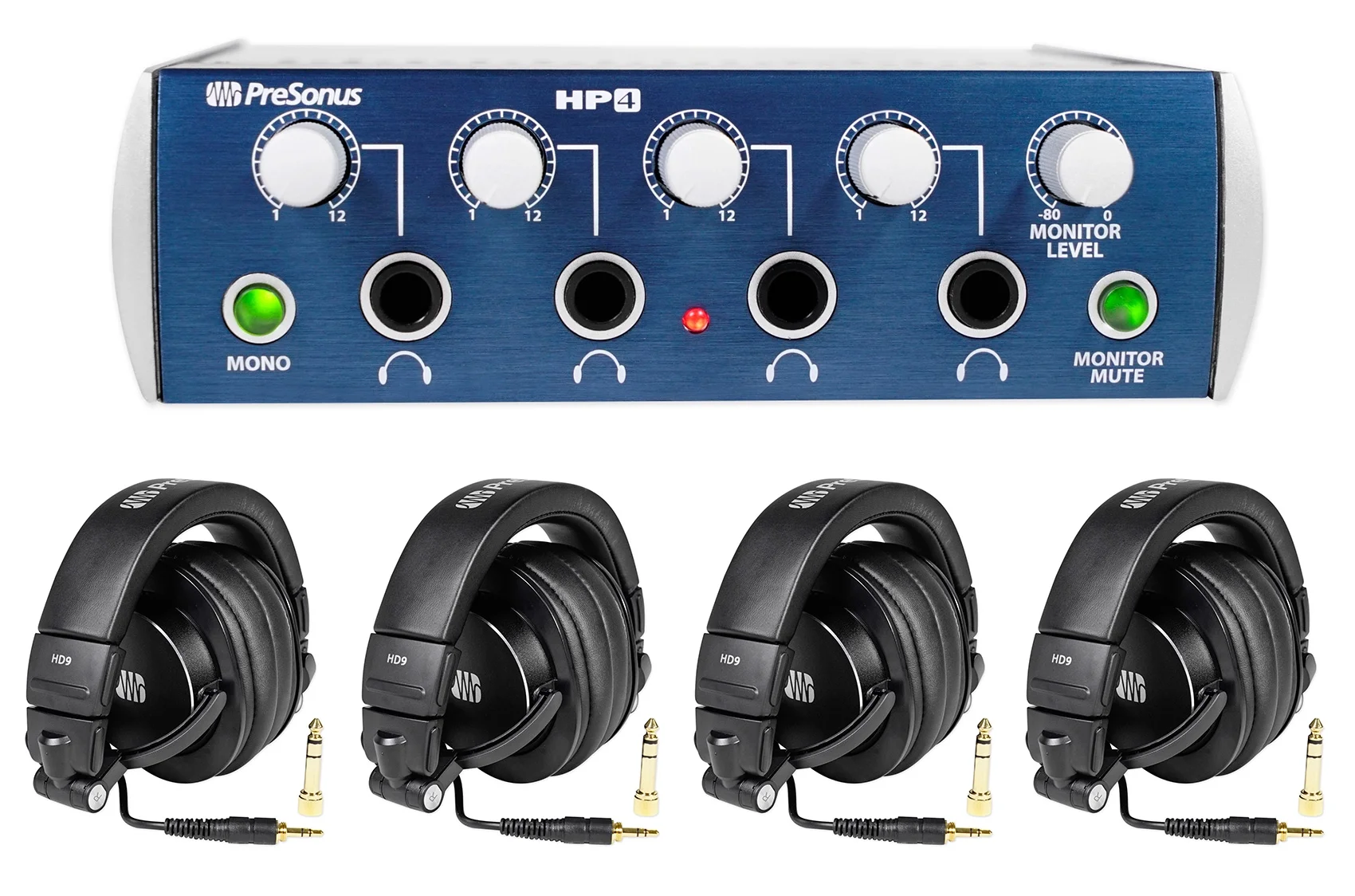 4-Person Podcast Podcasting w/Soundcraft Mixer+Presonus Headphones/Amp+Stands