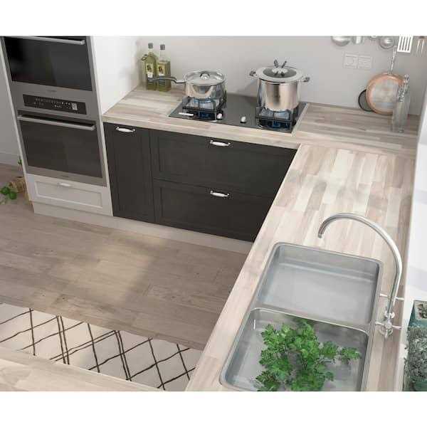 Interbuild Acacia 6 ft. L x 25 in. D x 1.5 in. T Butcher Block Countertop Stain