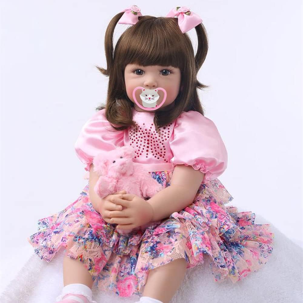Zero Pam 24 inch Reborn Toddler Dolls Girls Blue Eyes,Soft Silicone Vinyl Real Life Baby Dolls 60cm,Lifelike Baby Newborn Girls with Magnetic Pacifier