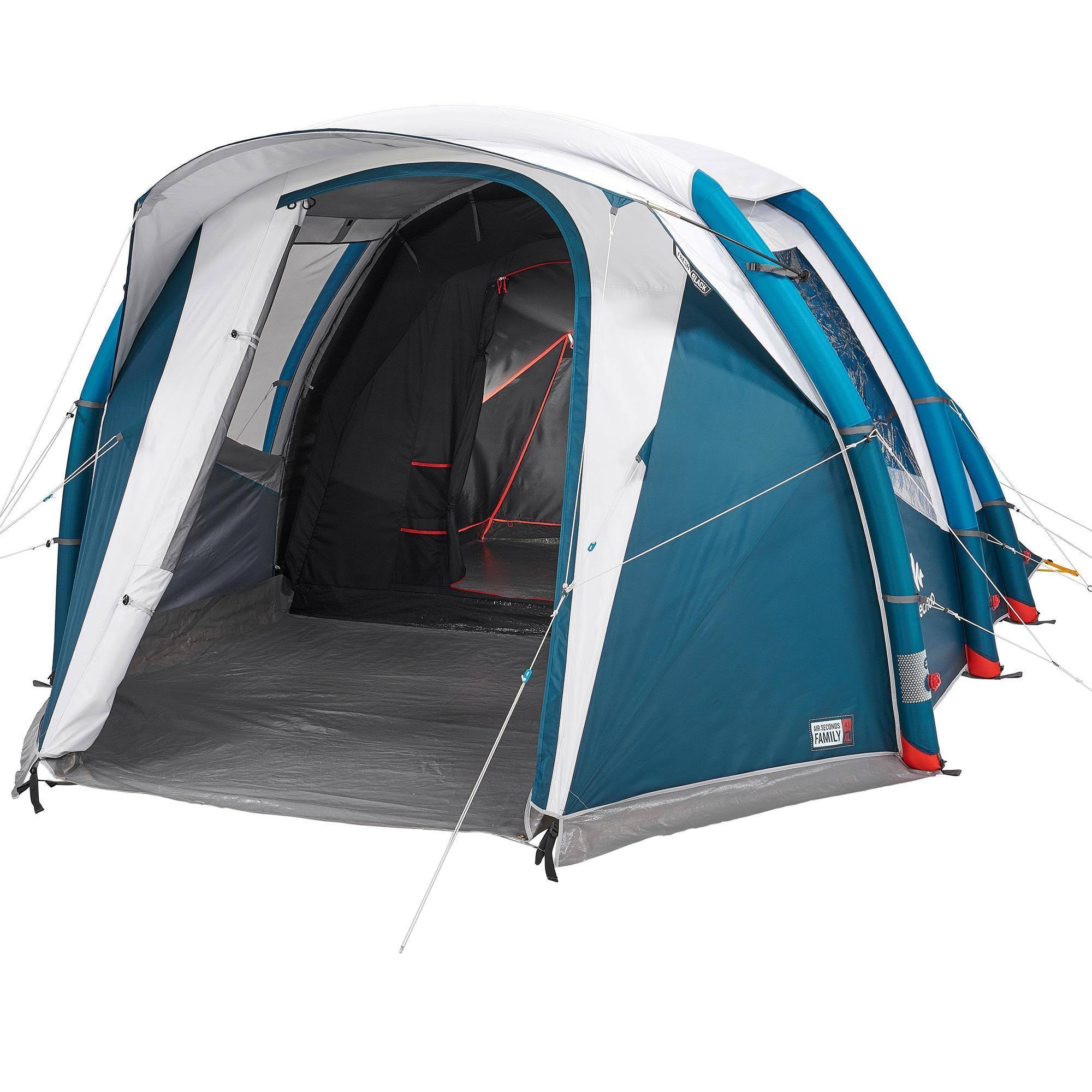 Quechua Camping Tent Air Seconds 4.1 Fresh u0026 Black Inflatable | 4 Persons 1 Bedroom in Storm Gray, Size All Other States