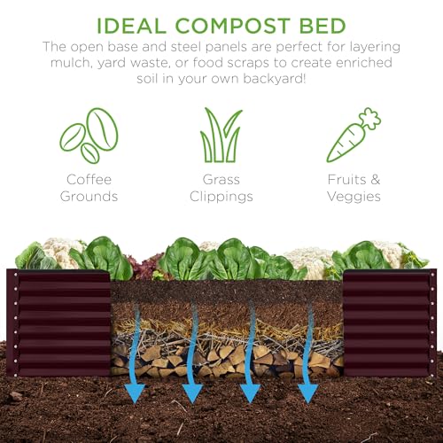 Best Choice Products 8x4x2ft Outdoor Metal Raised Garden Bed, Deep Root Planter Box for Vegetables, Flowers, Herbs, and Succulents w/ 478 Gallon Capacity - Gray
