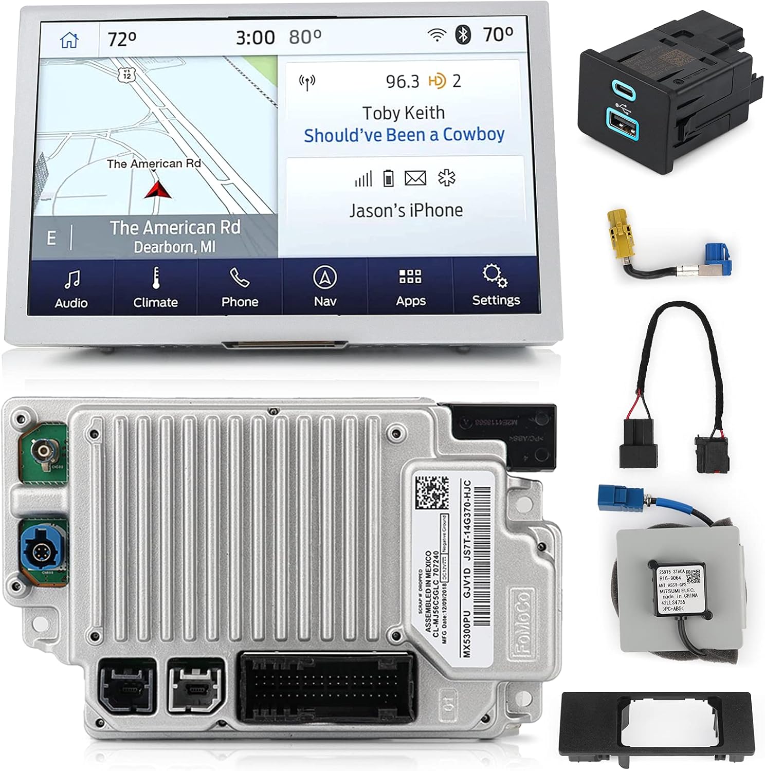2021 Sync 2 to Sync 3 Upgrade kit,Compatible Ford F-150 Lincoln,SYNC3.4 MyFord Touch/Support Carplay,USB hub,APIM Module -8 inches,Shipped from The U.S